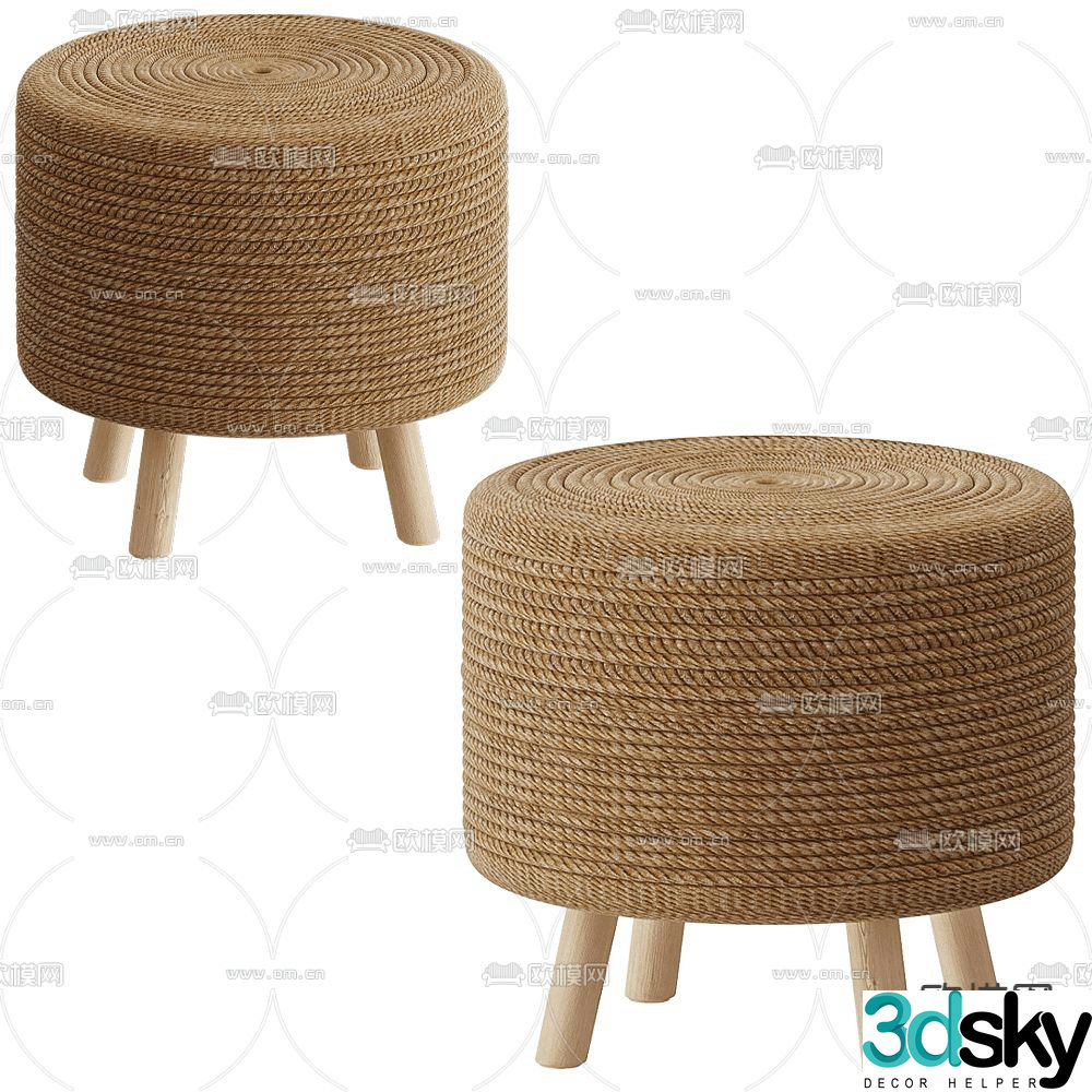 Bergenson Nordic Stool Round Stool Low Stool 3D Model