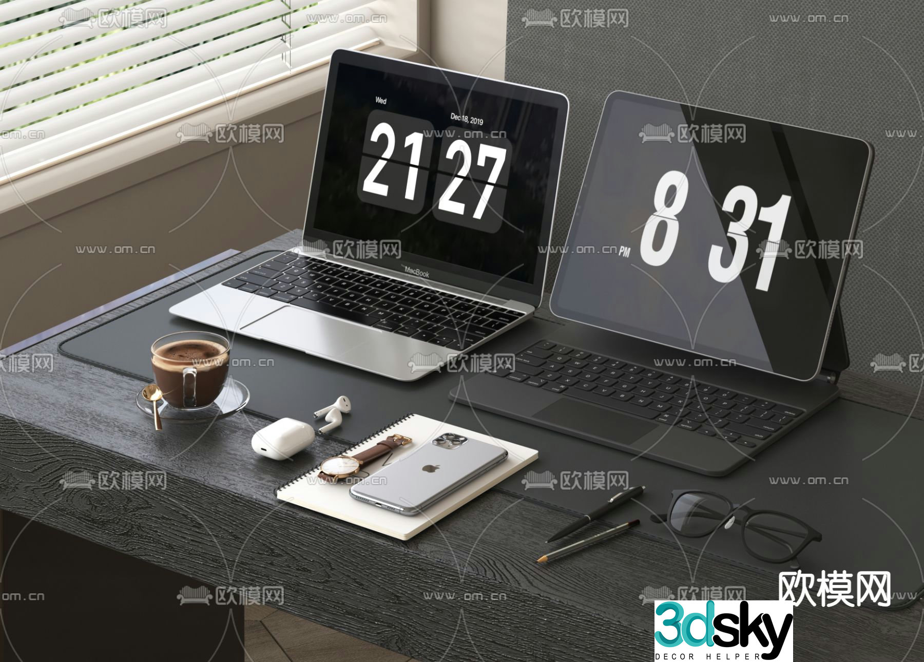 Desktop computer office equipment 3d model
