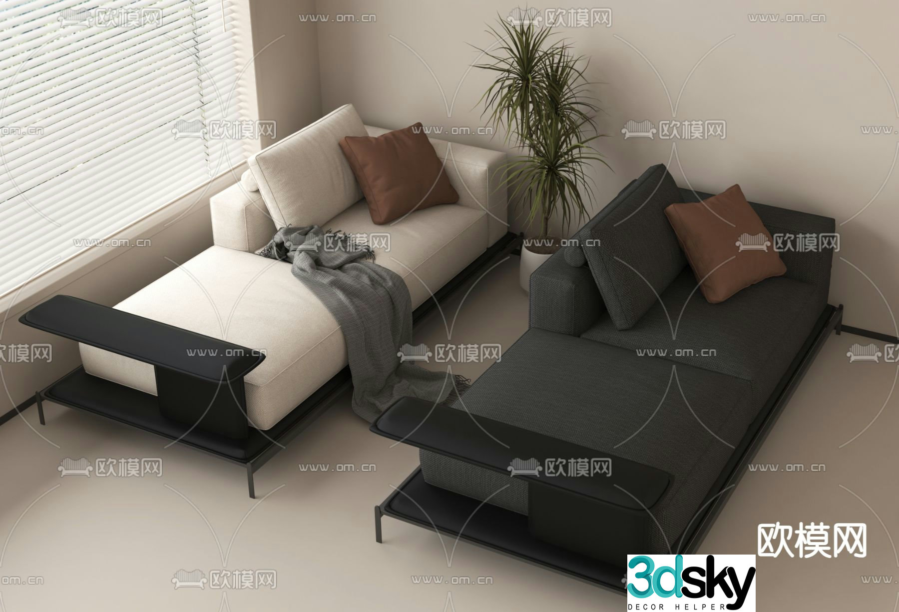 Modern sofa bed double sofa 3d model