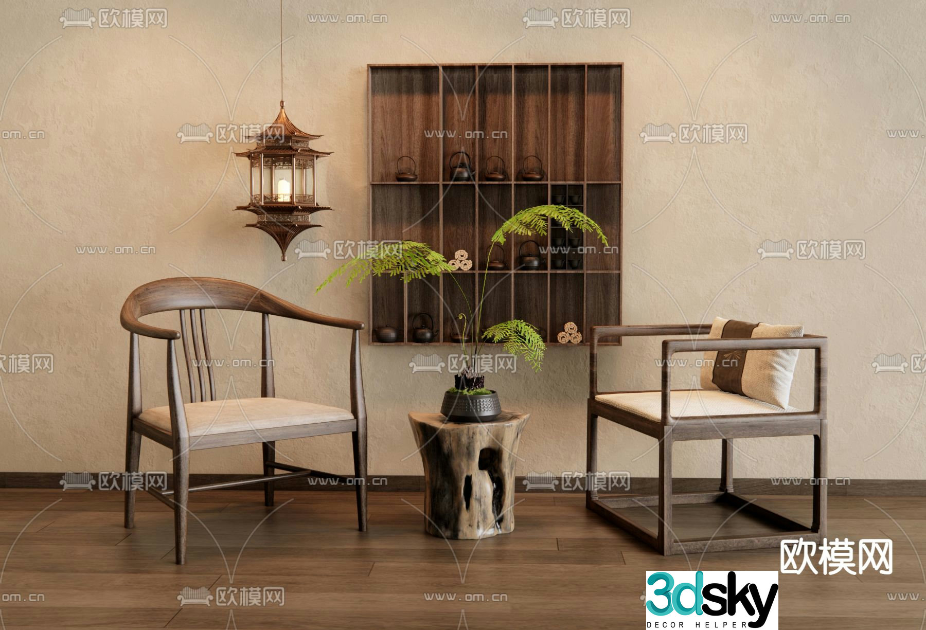 New Chinese style leisure chair 3d model