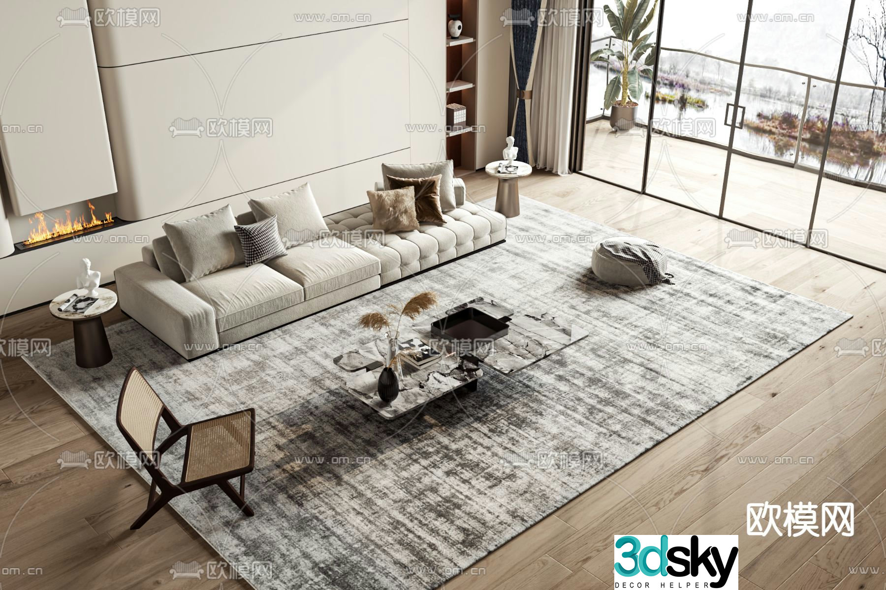 Modular sofa fabric sofa 3d model