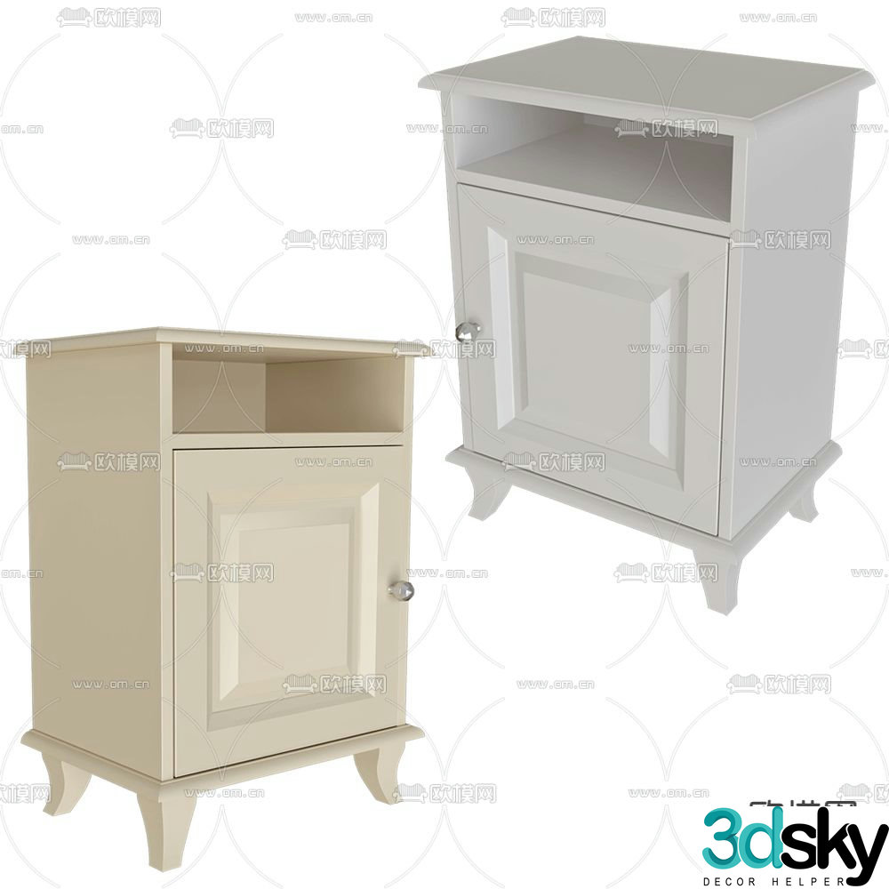 Bami cream style bedside table 3d model