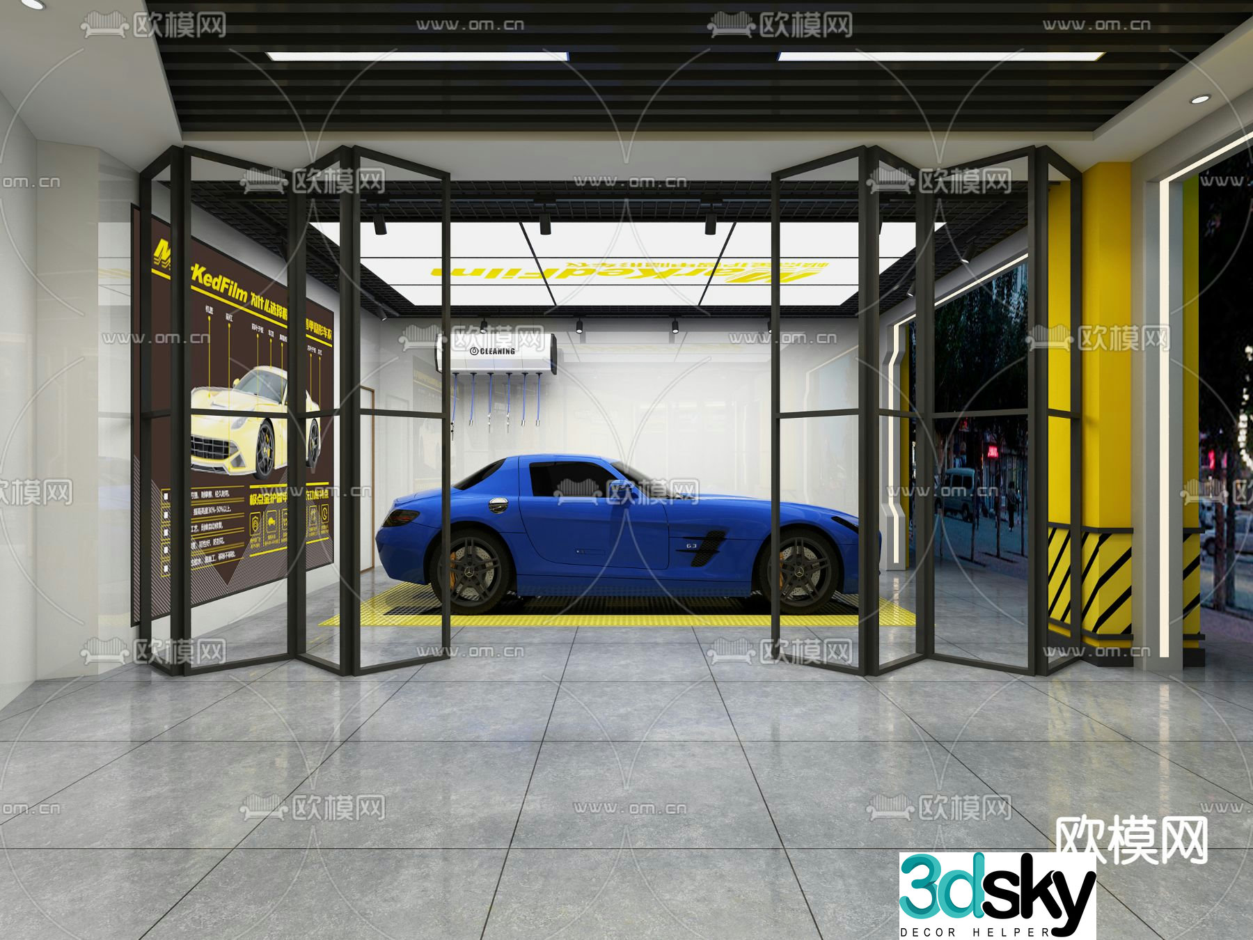 Modern auto repair shop 3d model