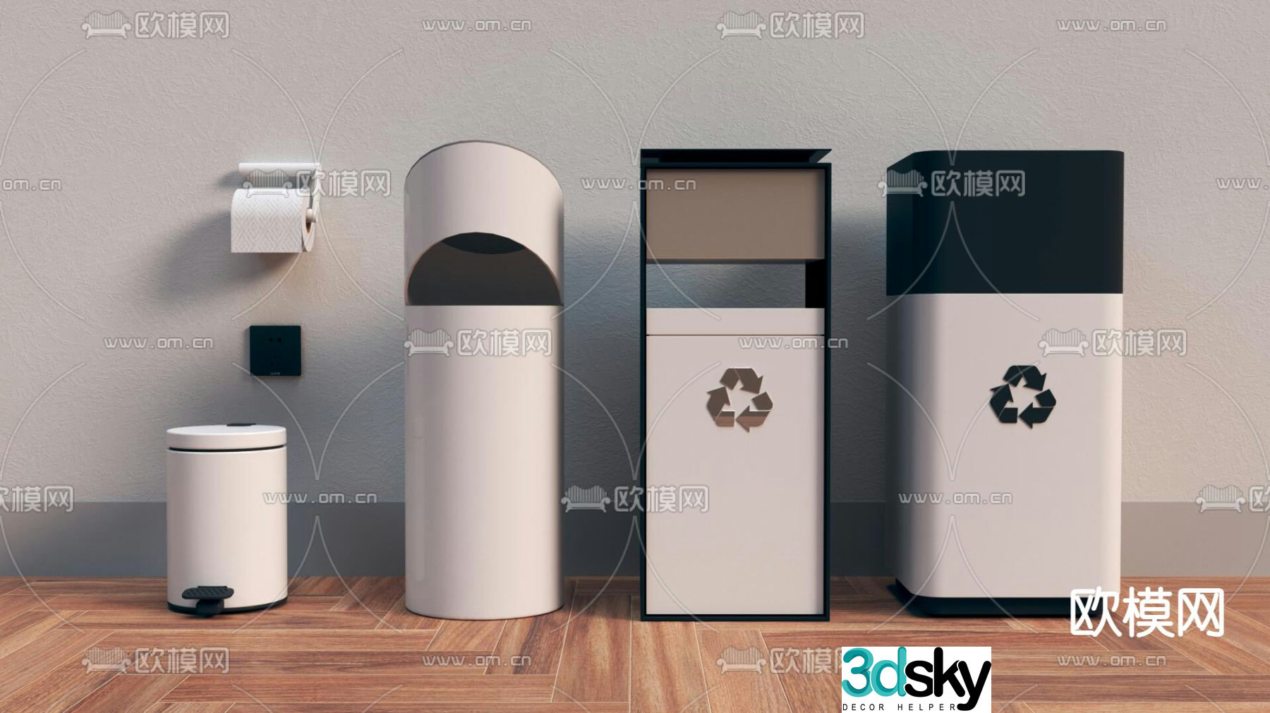 trash can toilet paper toilet paper 3d model