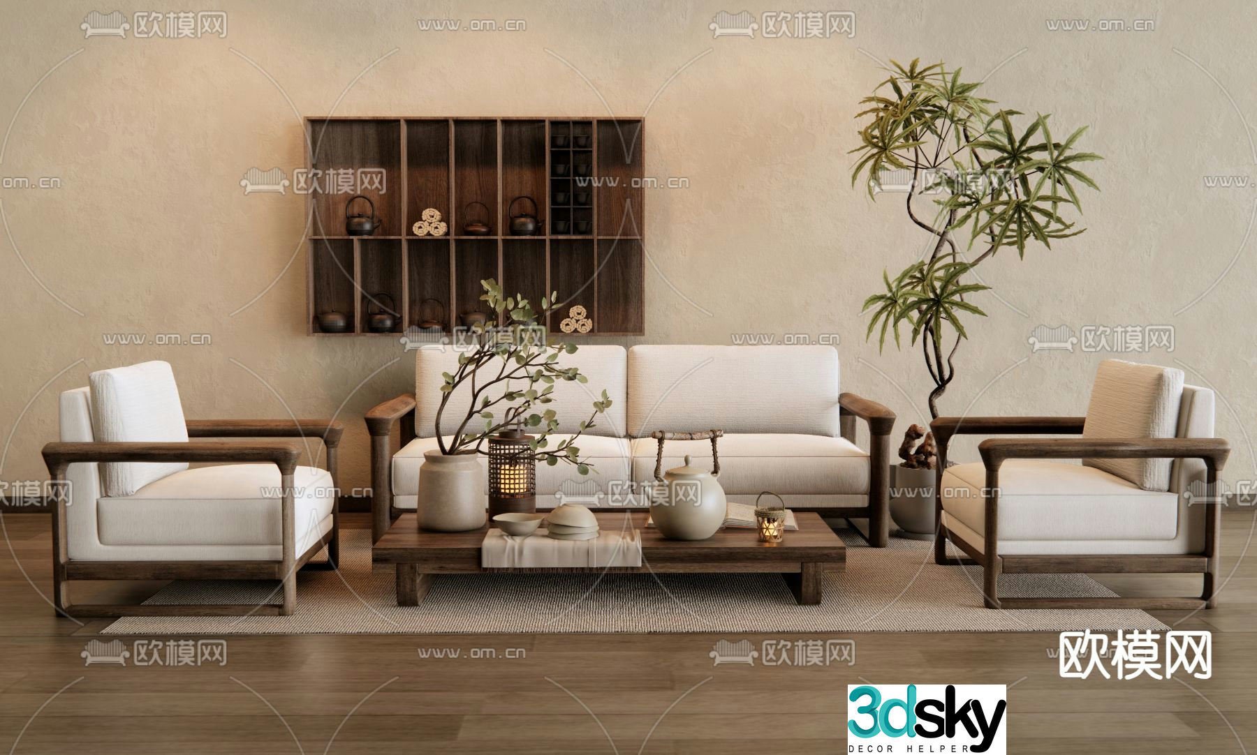 New Chinese style modular sofa 3d model