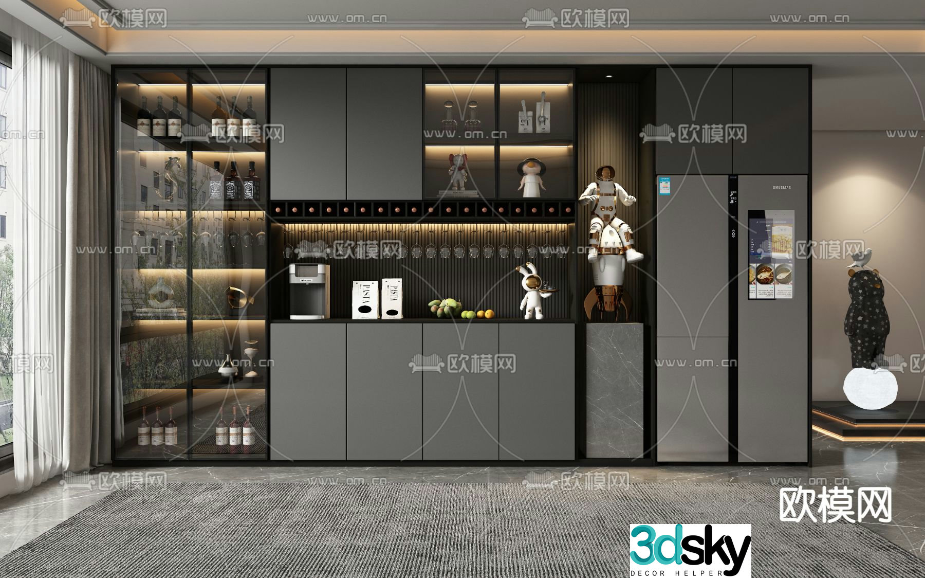 Wine cabinet sideboard 3d model