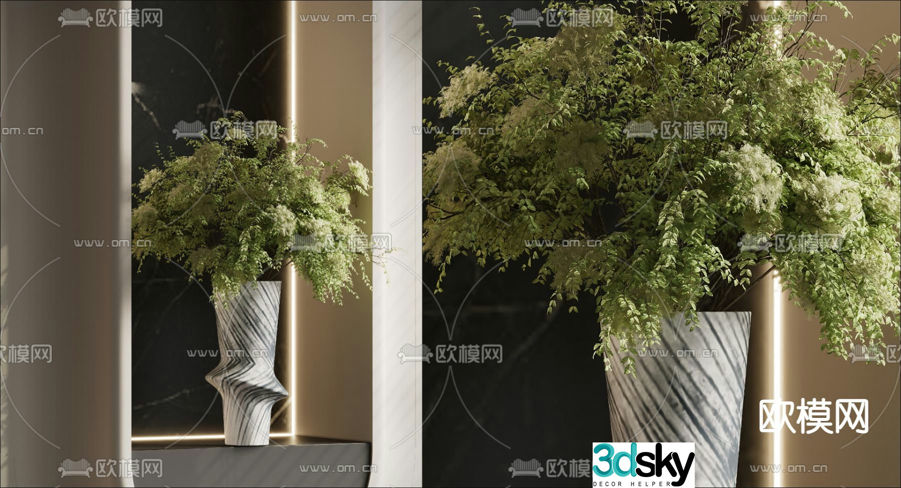 Potted plant flower bowl flower box 3d model