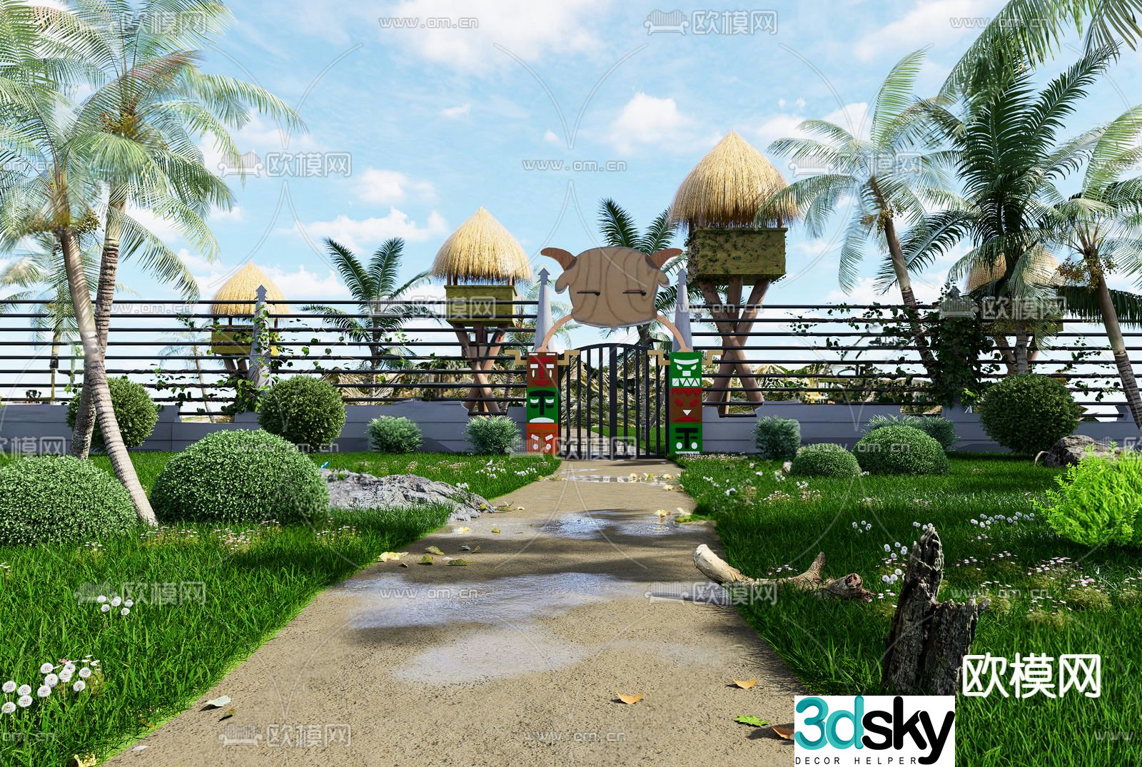 Landscape scene landscaping 3d model