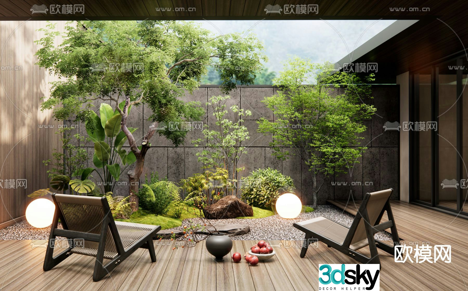 Villa courtyard landscape 3D model