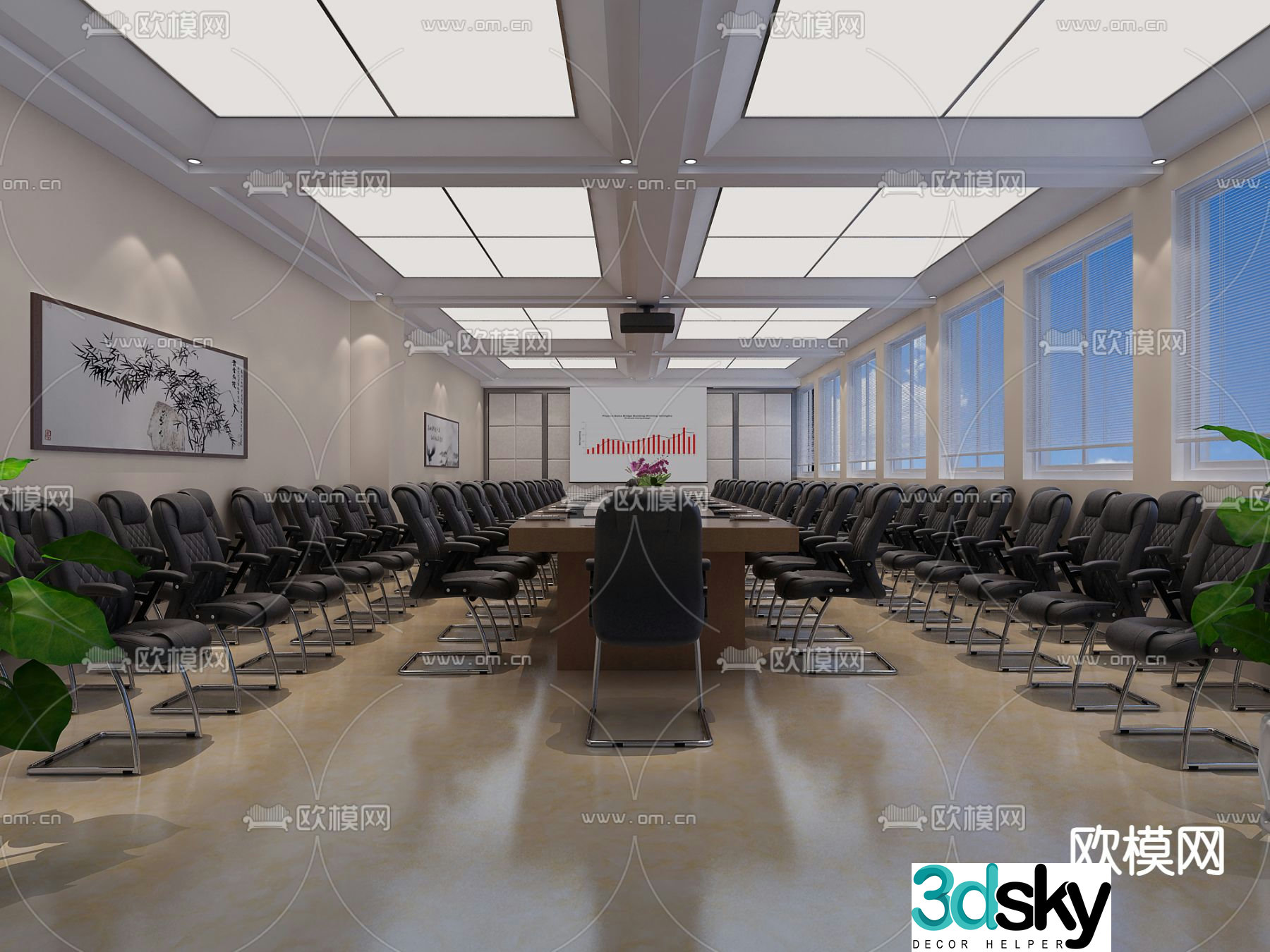 Large conference room 3d model