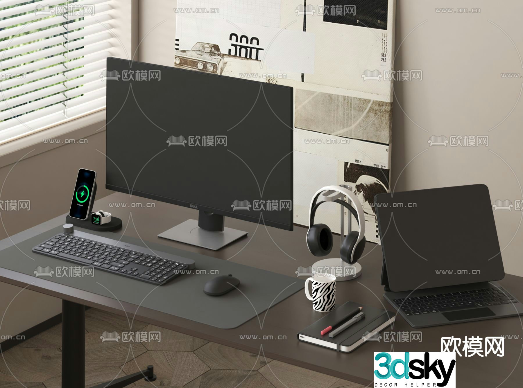 Desktop computer office equipment 3d model
