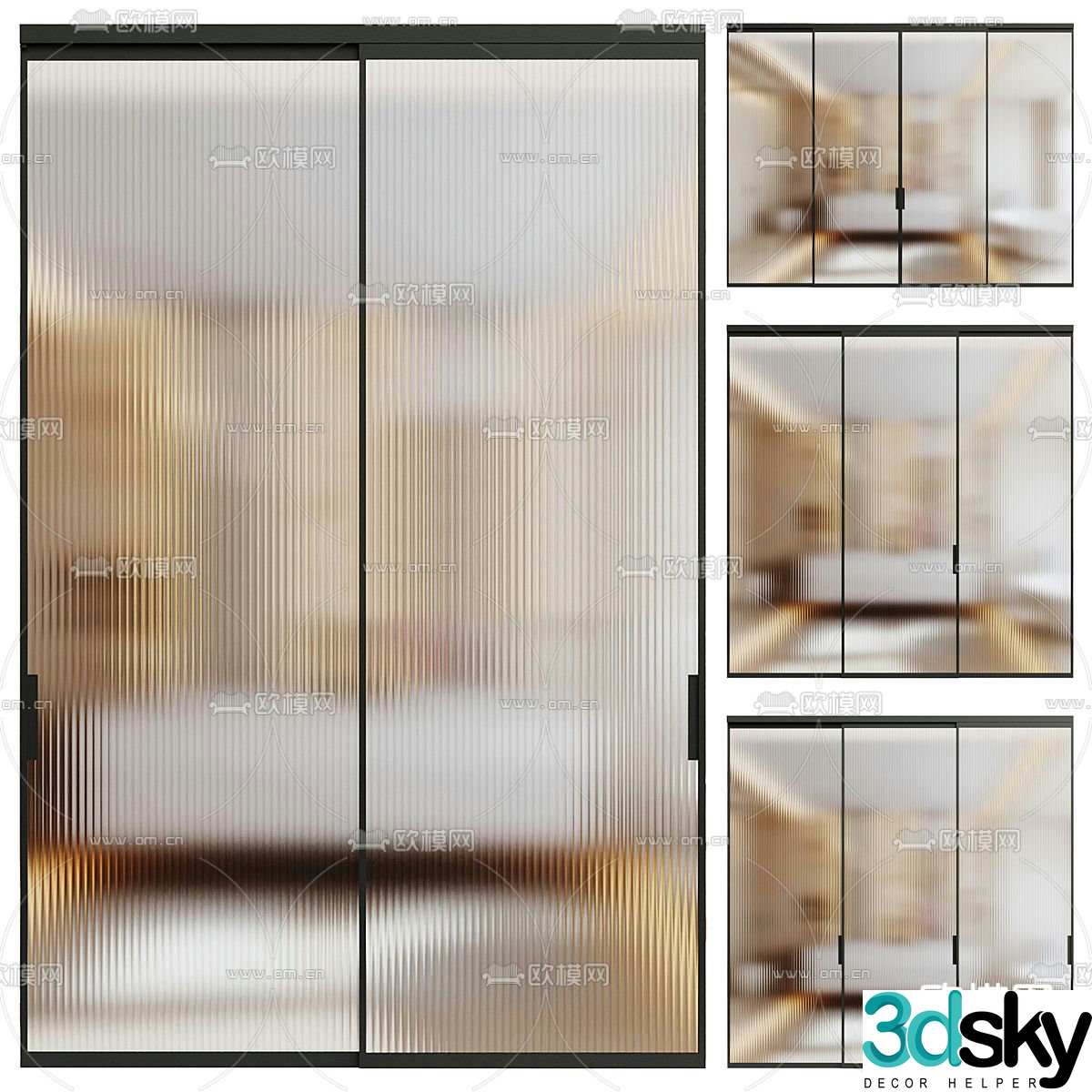 Changhong glass sliding door glass door 3d model