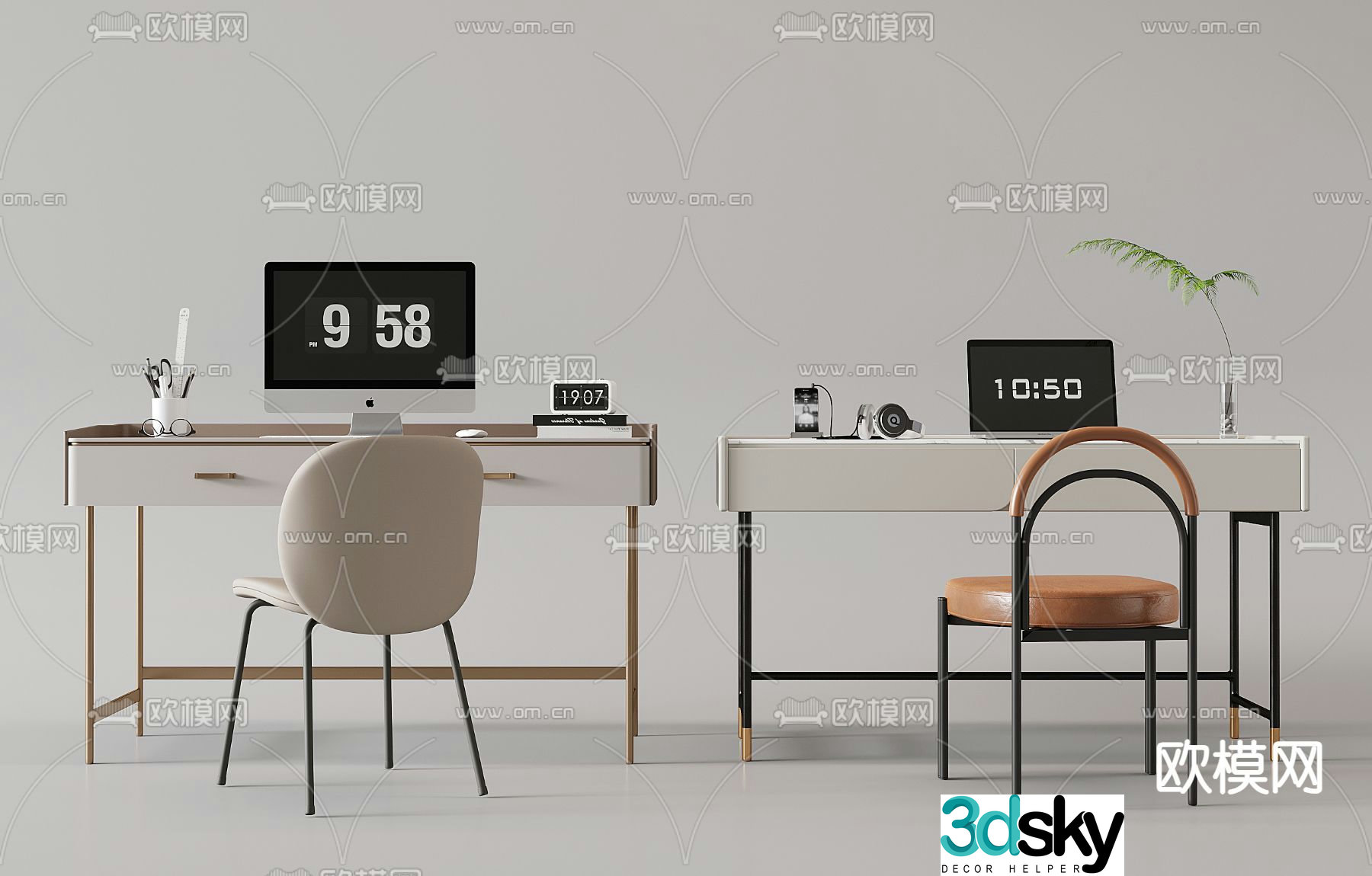 modern desk writing desk 3d model