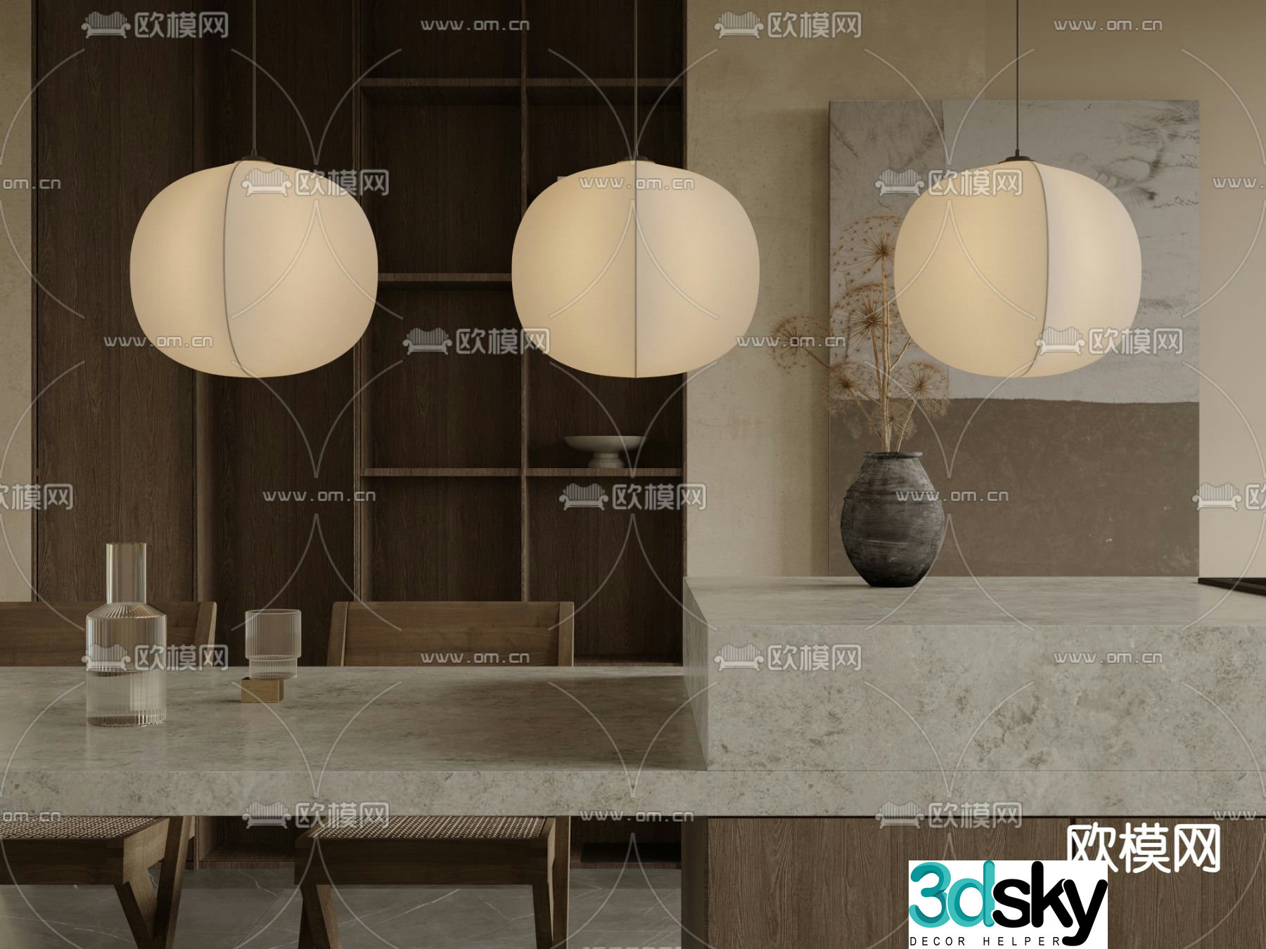 Wabi-sabi chandelier paper chandelier 3d model