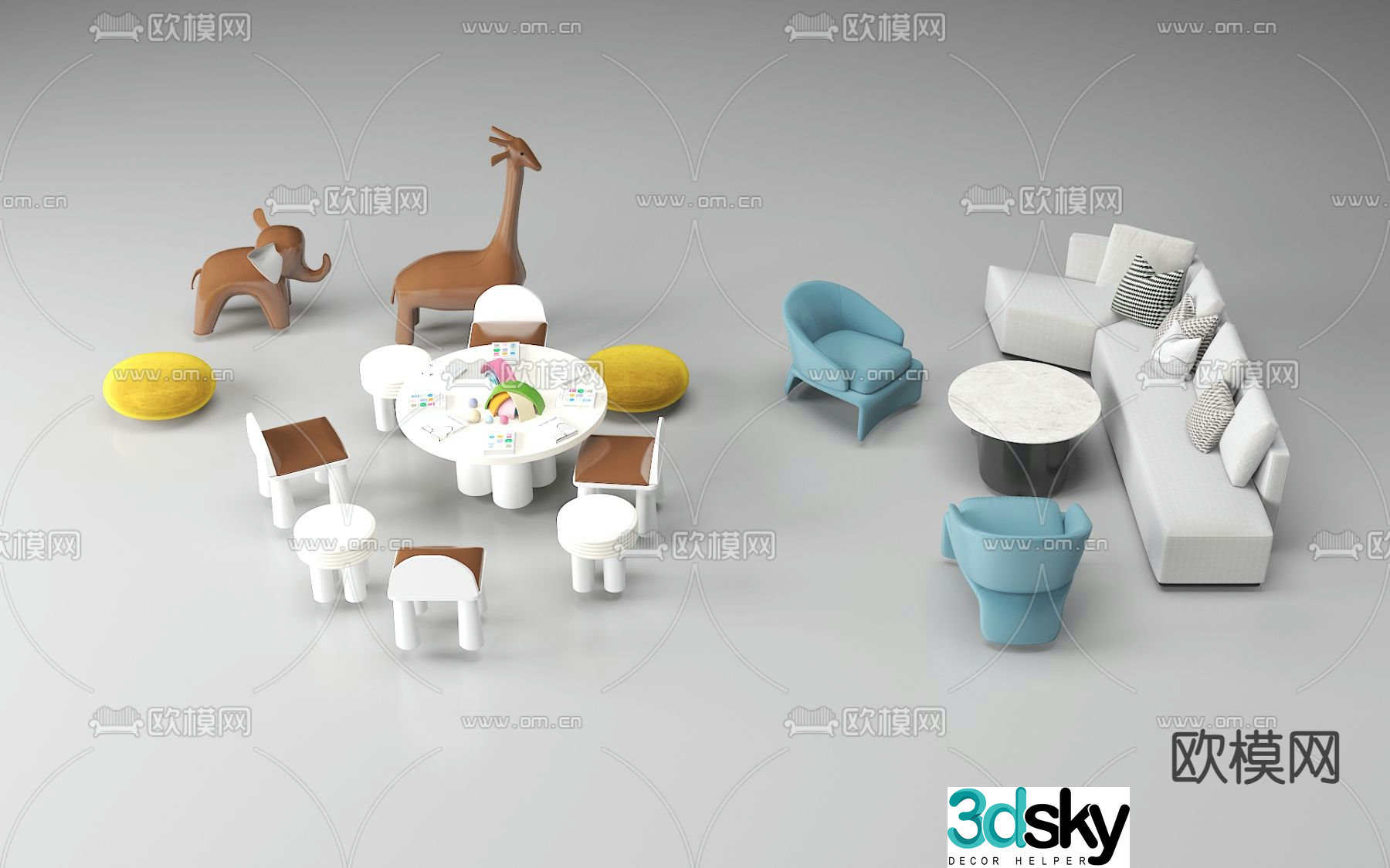Children’s tables and chairs game tables and chairs 3d model