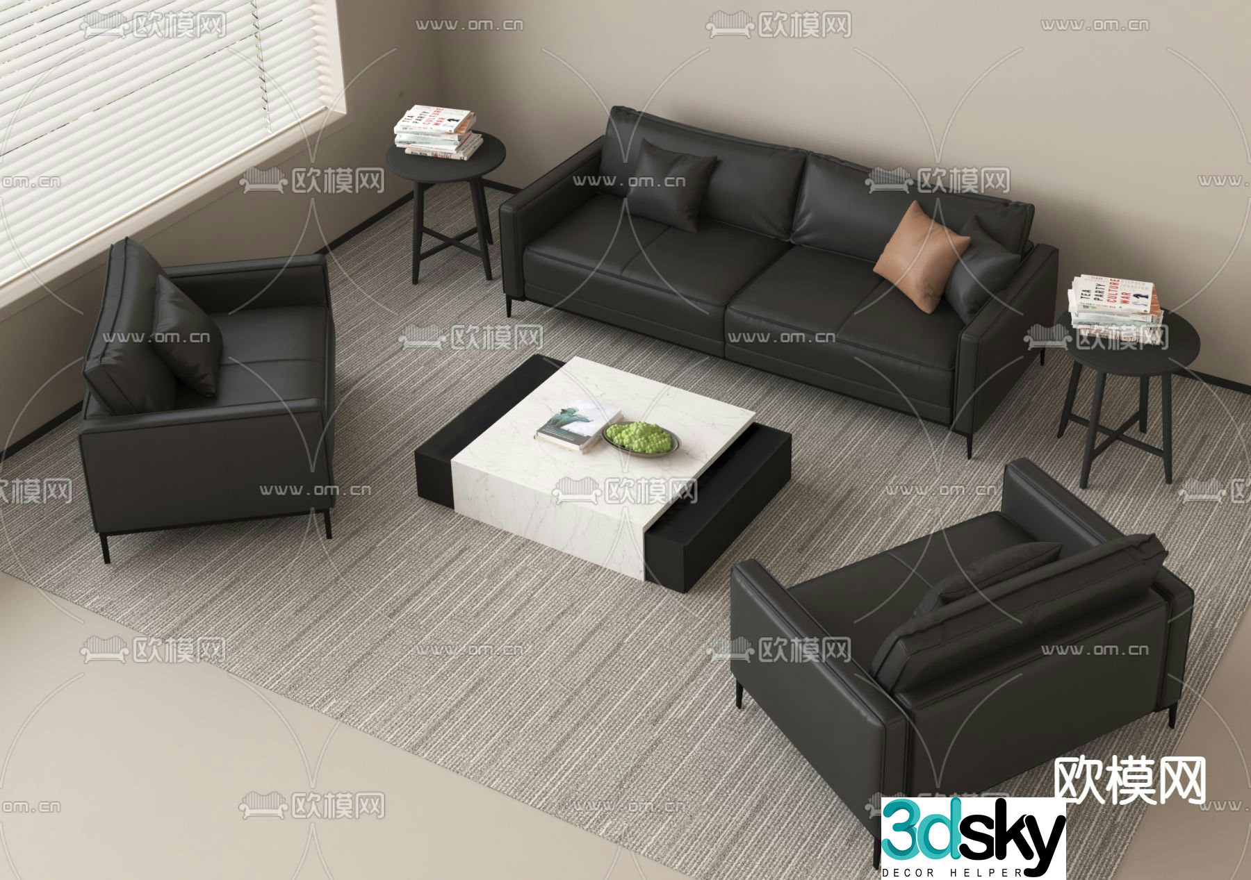 Leather sofa modular sofa 3d model