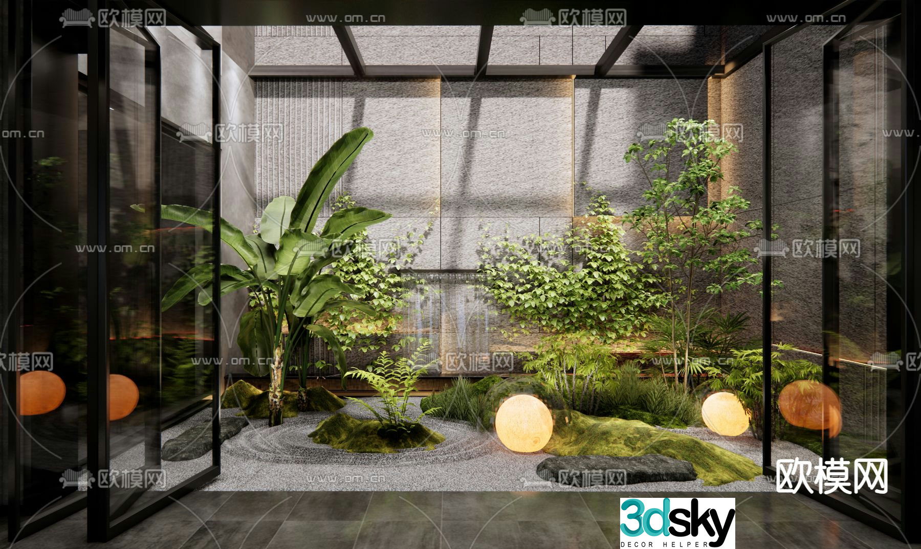 Patio landscaping landscaping plant pile micro-landscape 3D model