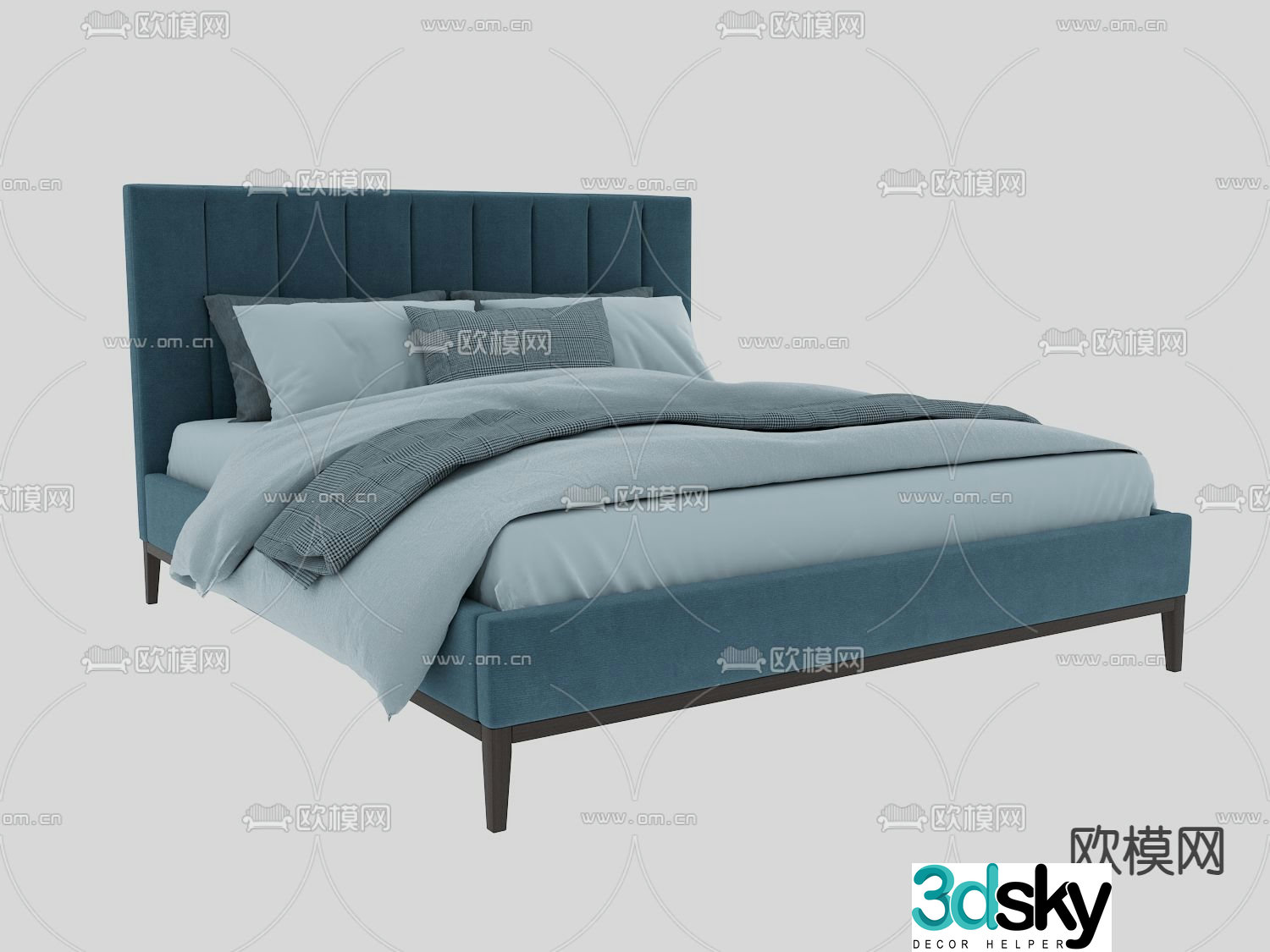 Fabric double bed 3d model