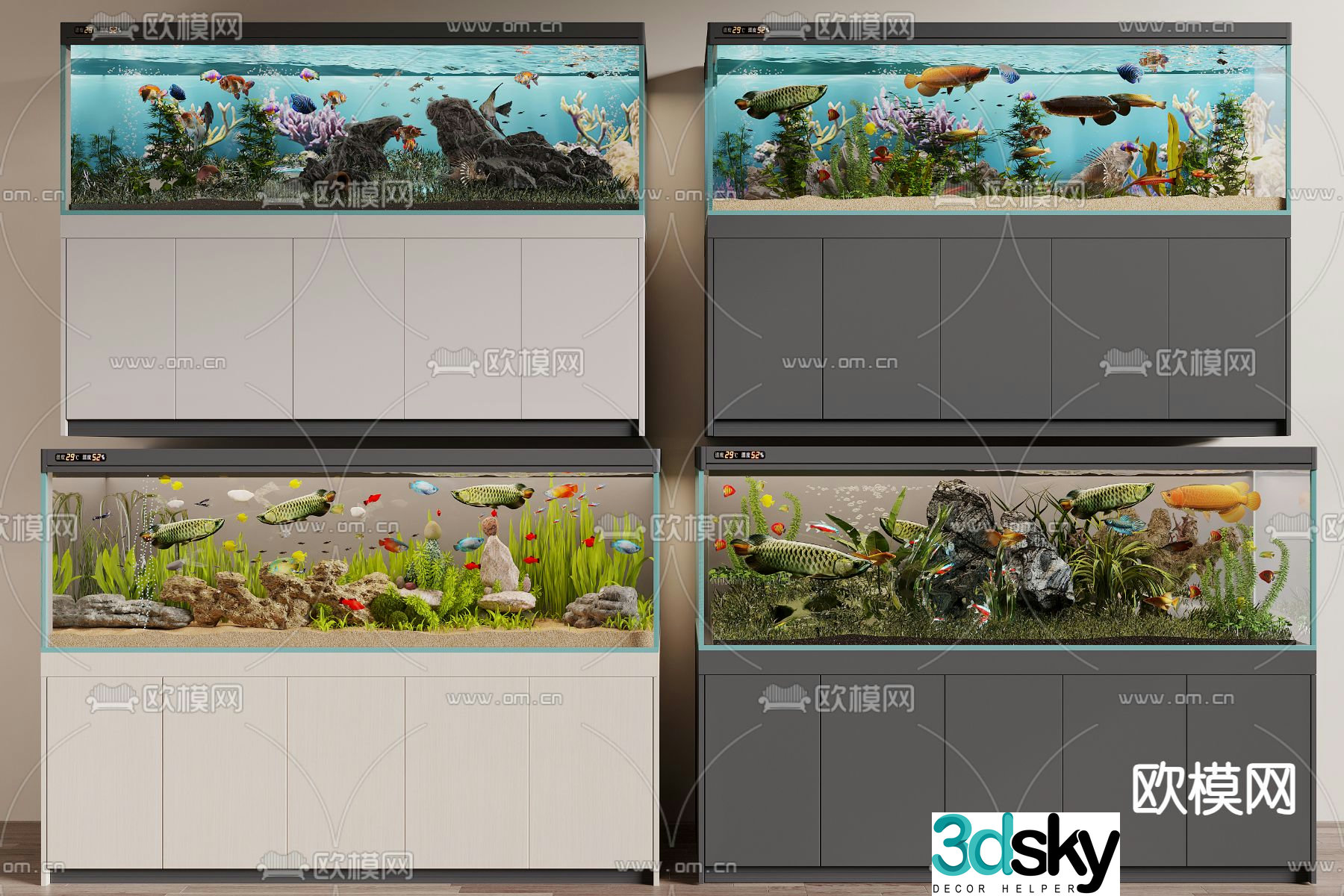 Modern fish tank aquarium 3d model