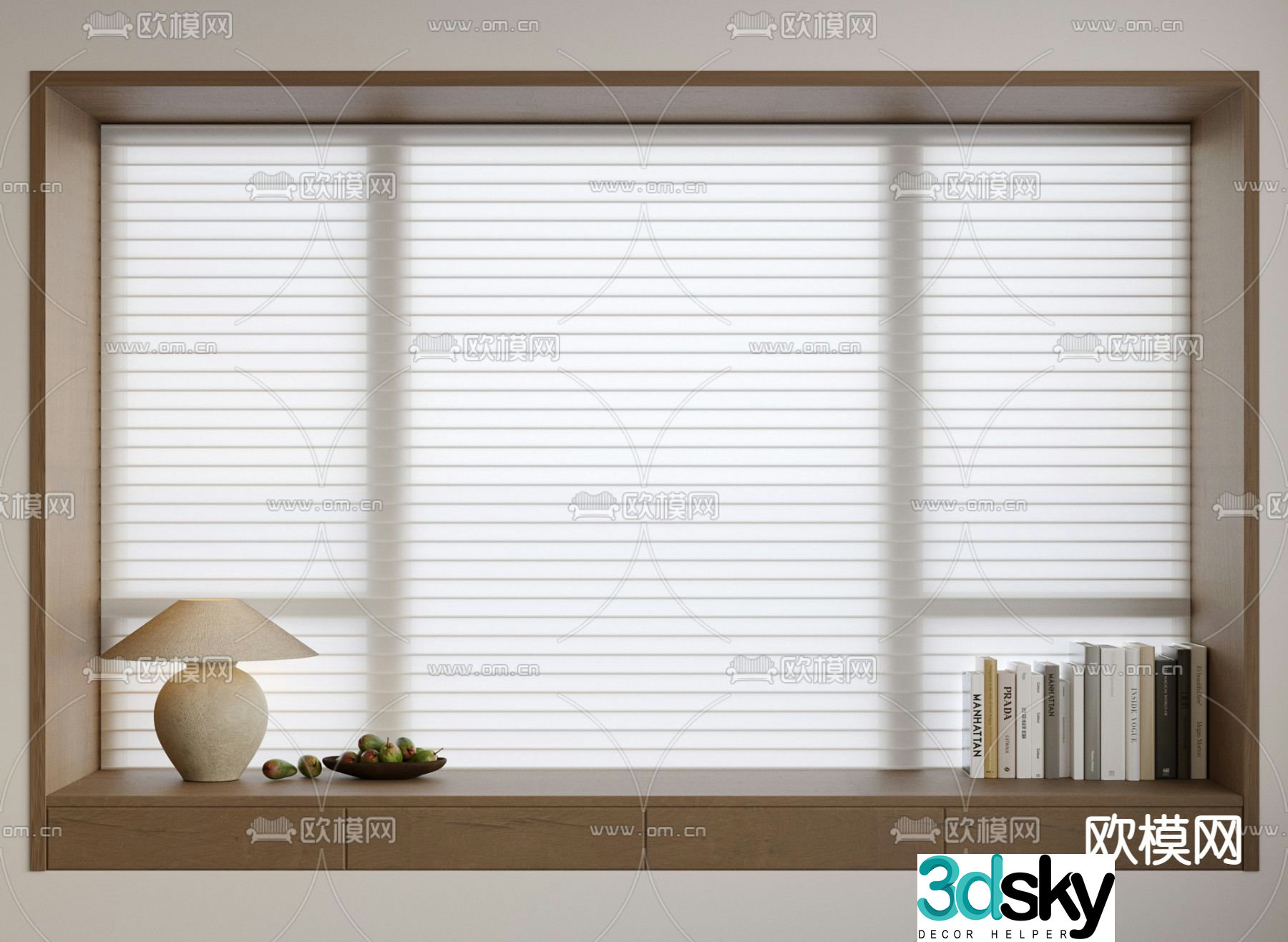 Venetian blind bay window 3d model