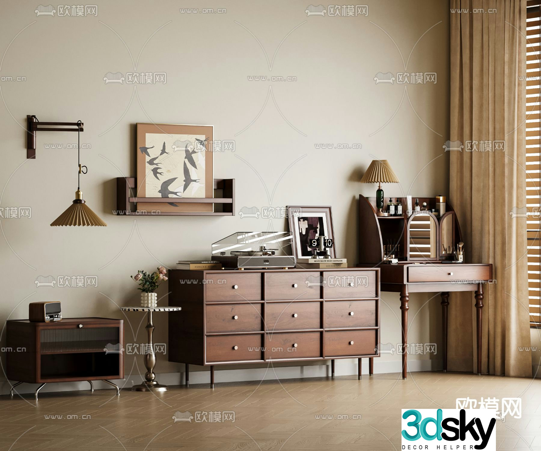 Medieval style chest of drawers 3D model
