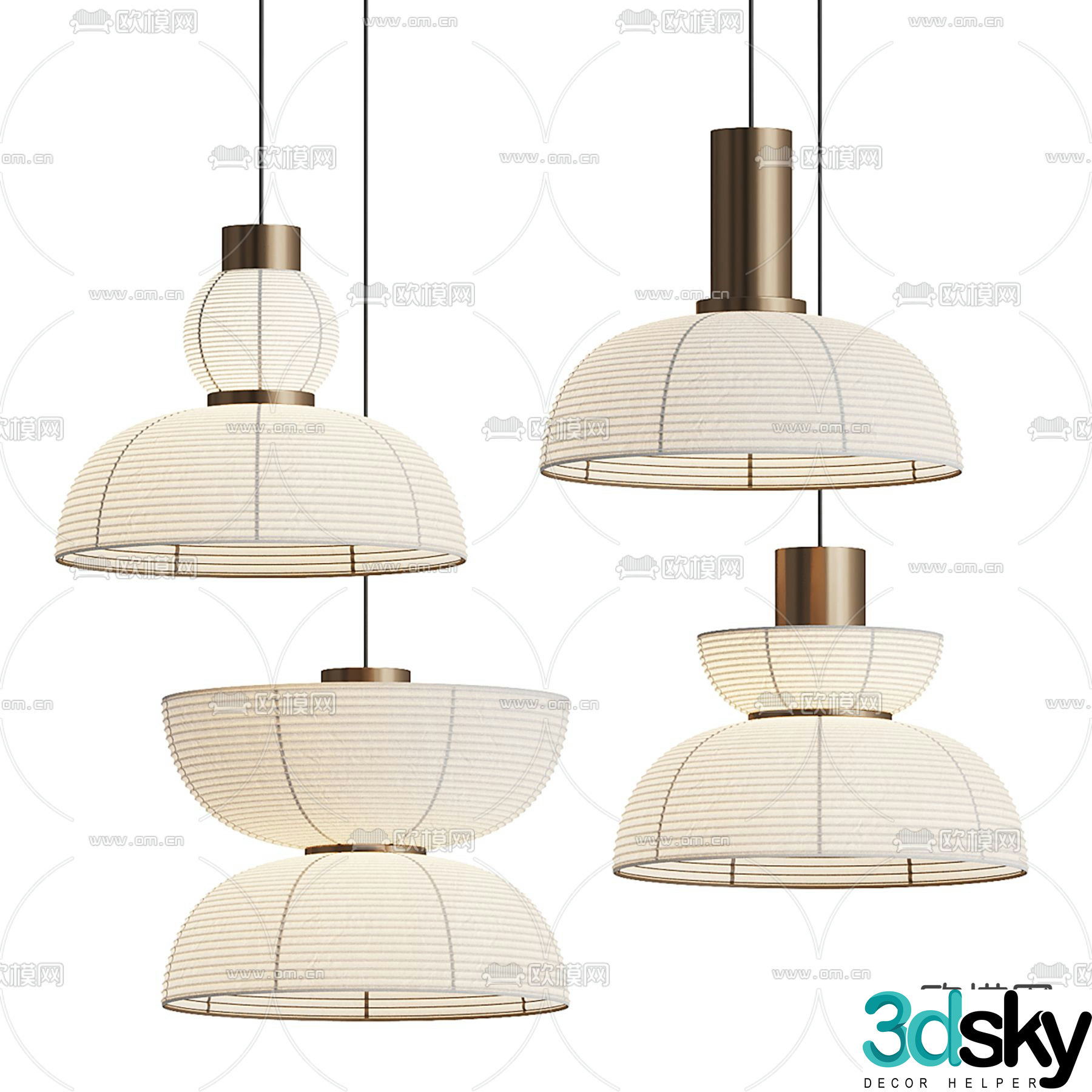 Wabi-sabi style chandelier paper chandelier 3d model