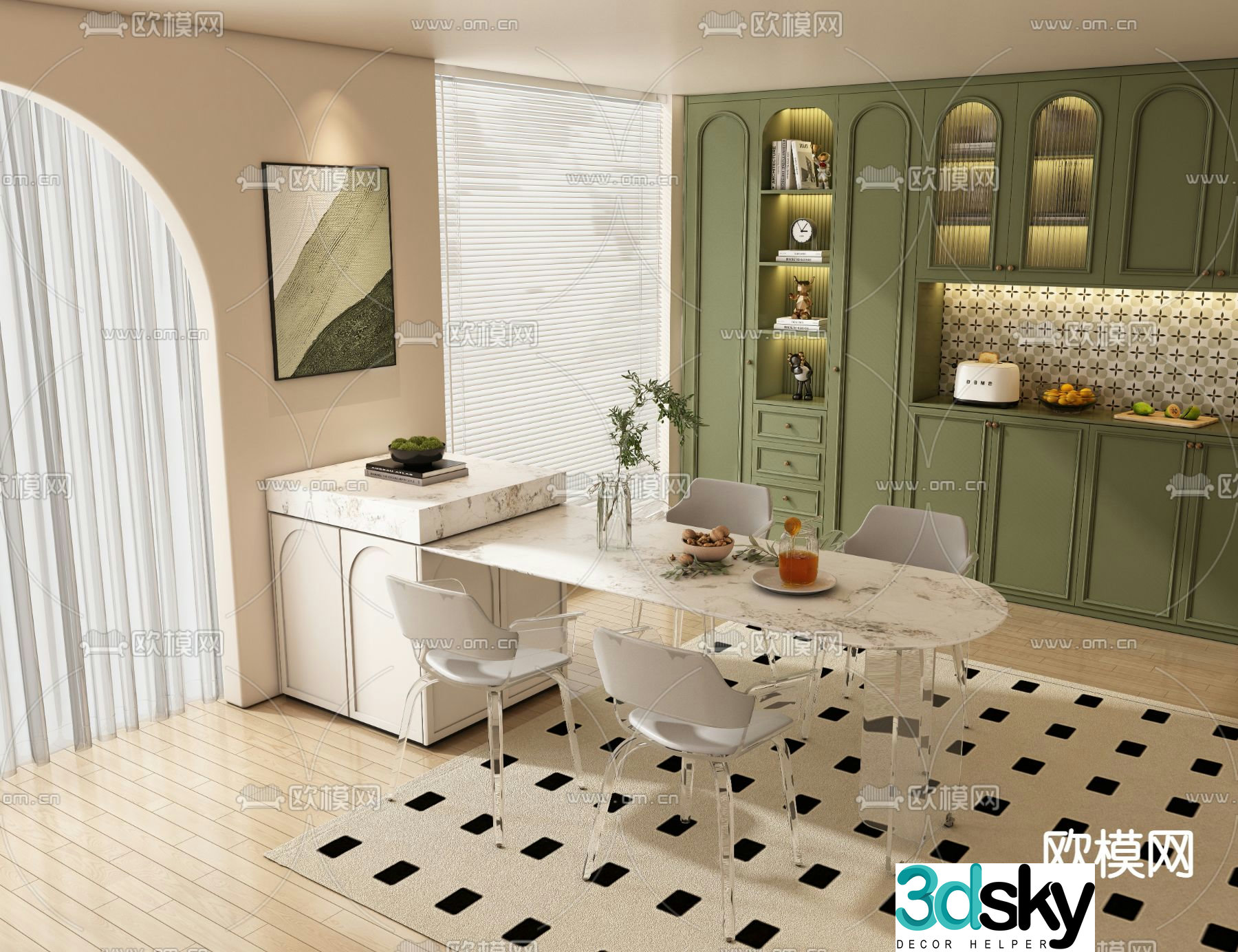 French island bar 3d model