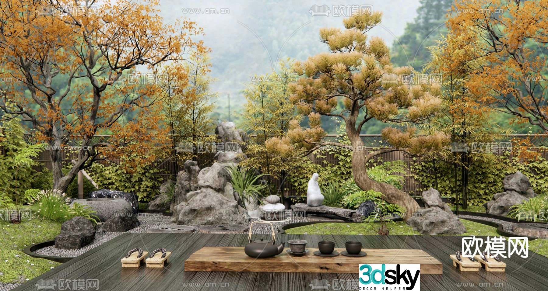 Courtyard Landscape Dry Landscape Sketch Rockery Stone 3D Model