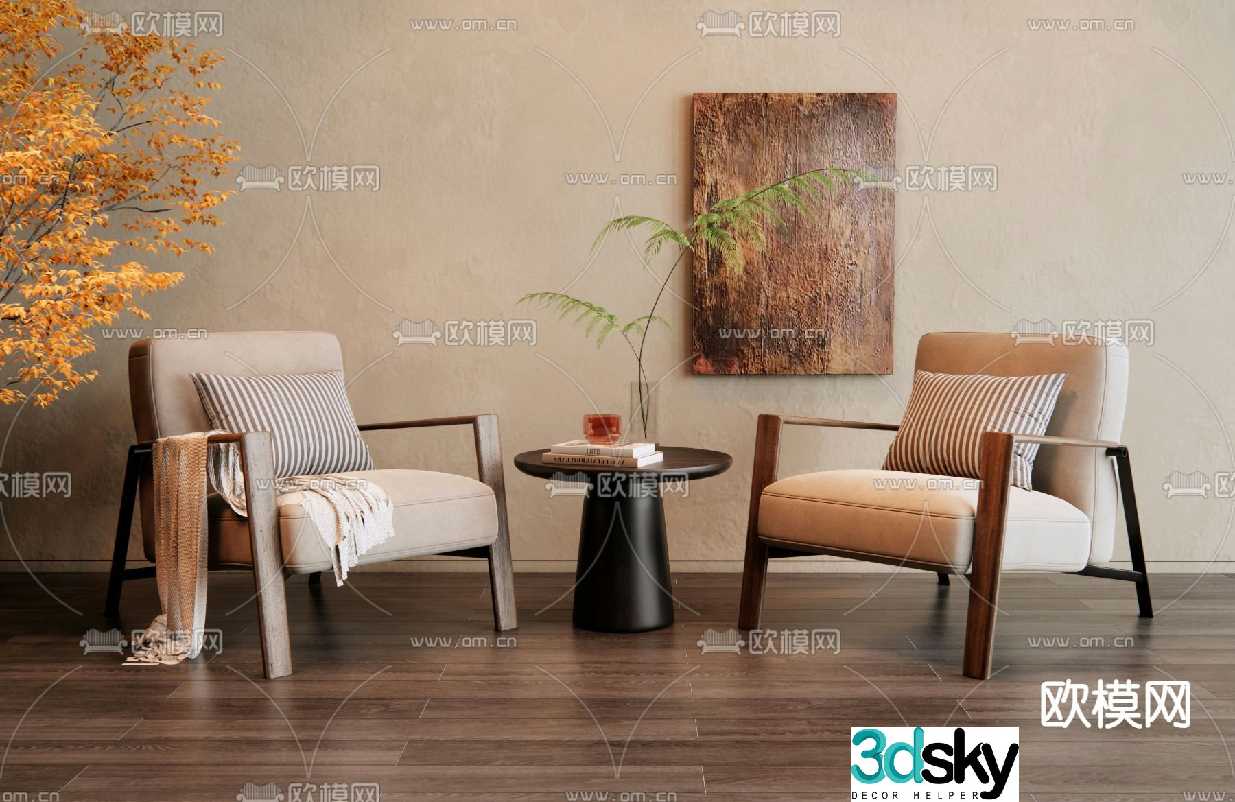 Modern chair leisure chair table 3d model