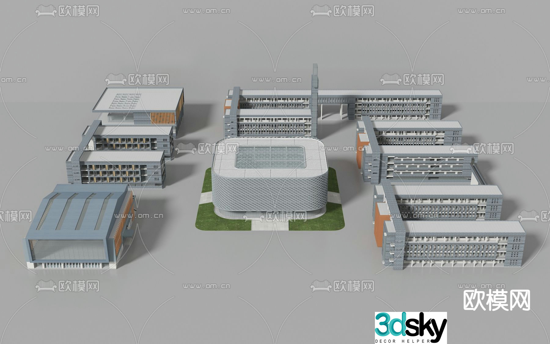 Teaching building gymnasium dormitory building 3D model