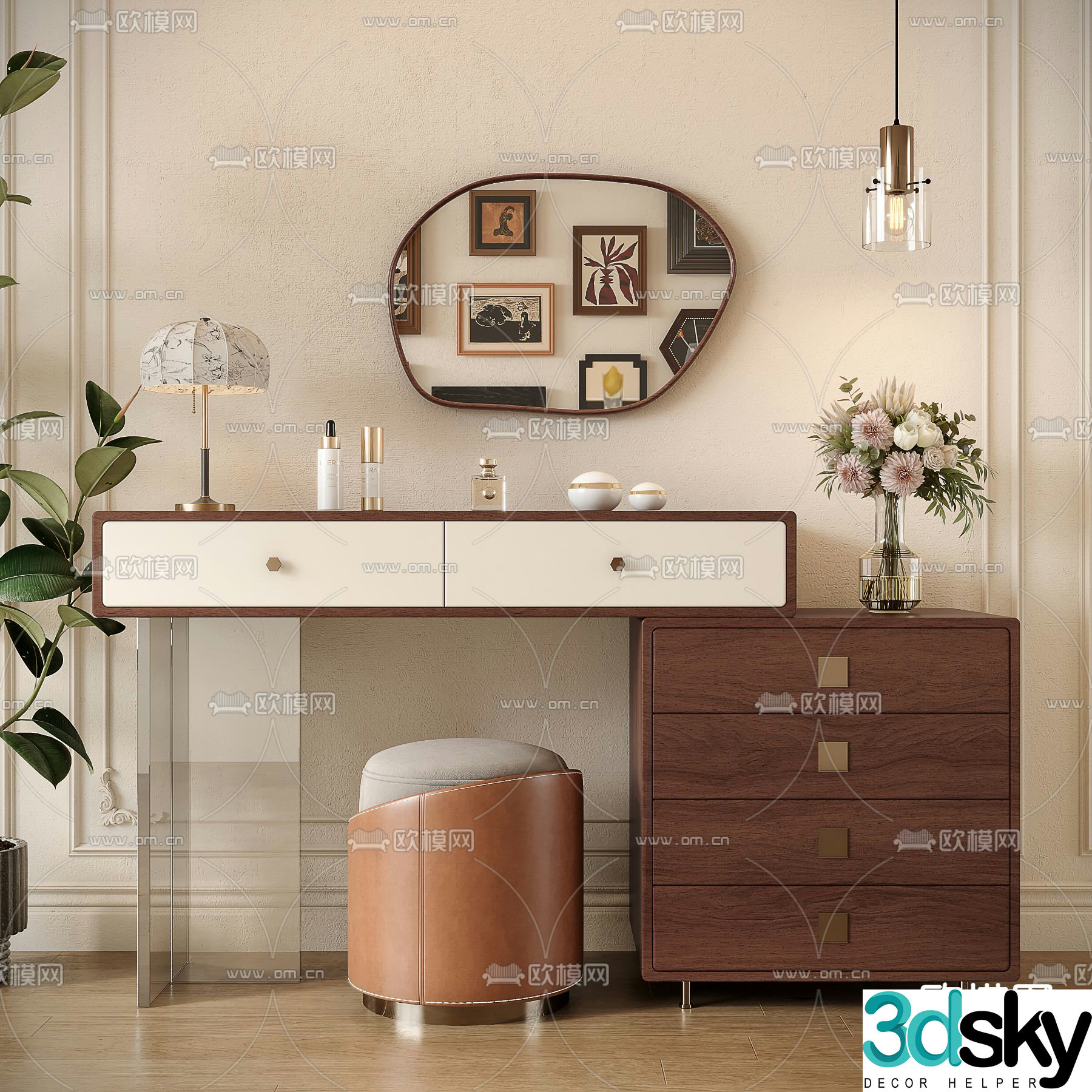 Medieval style dressing table dressing table 3d model