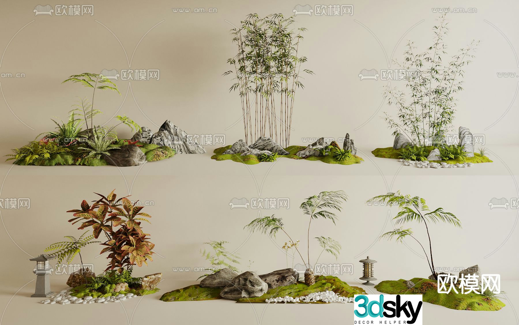 Landscape sketch courtyard sketch plant pile 3D model