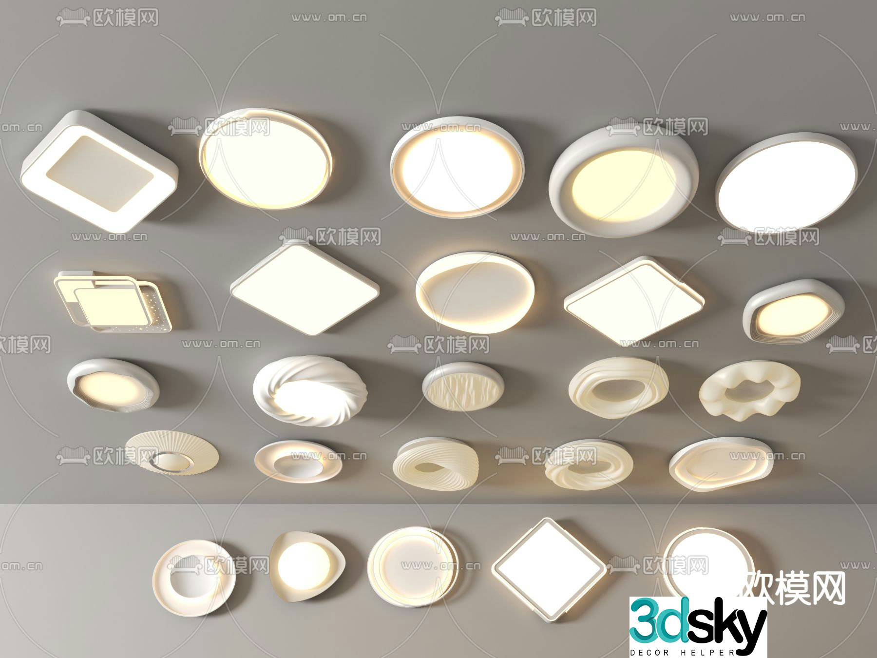 Geometric ceiling light Bedroom light 3d model