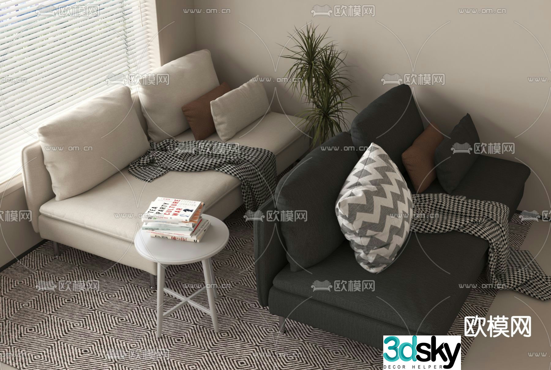Modern sofa bed double sofa 3d model