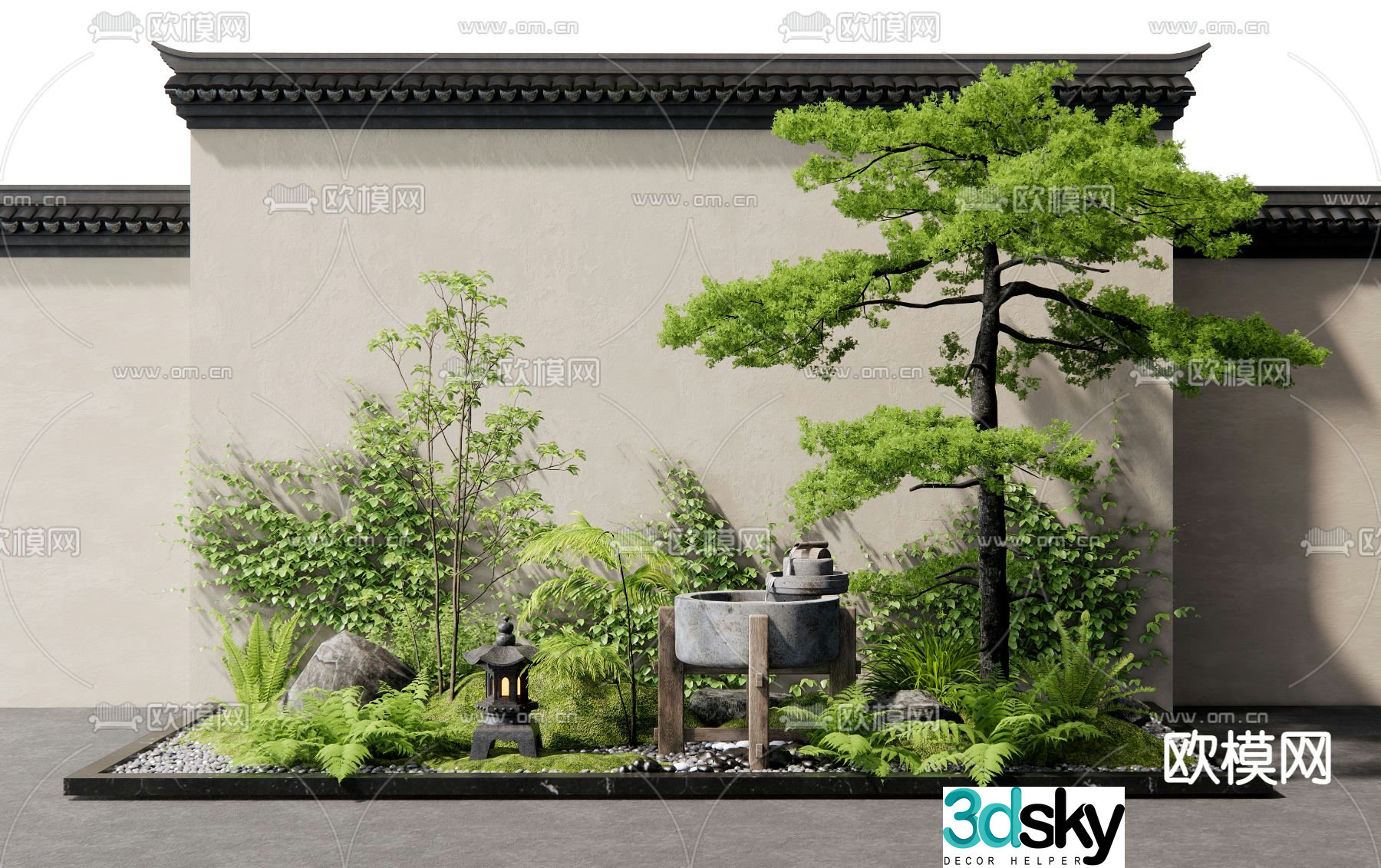 Courtyard landscape plant landscaping landscape wall 3d model