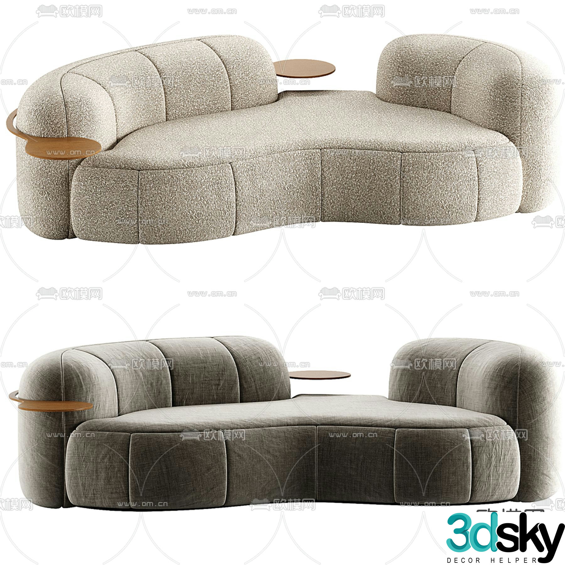Poliform curved multi-seater sofa 3d model