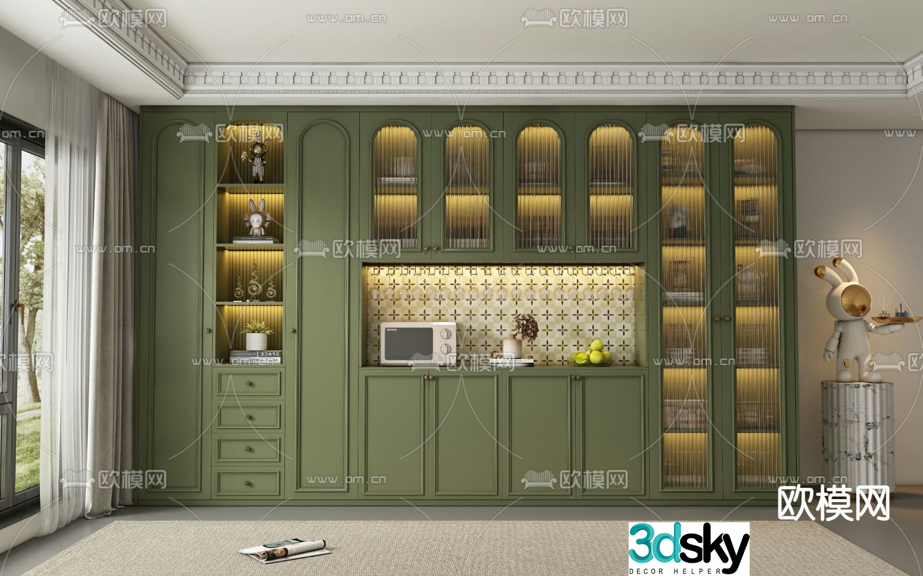 French wine cabinet sideboard 3D model