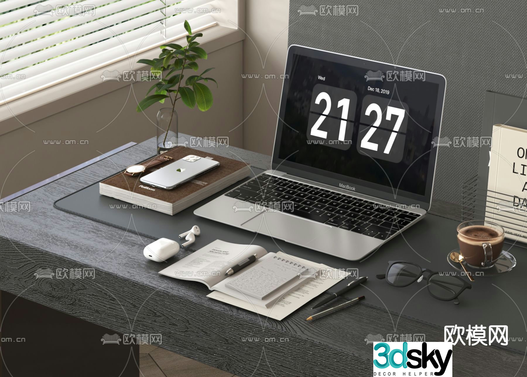 Desktop computer office equipment 3d model