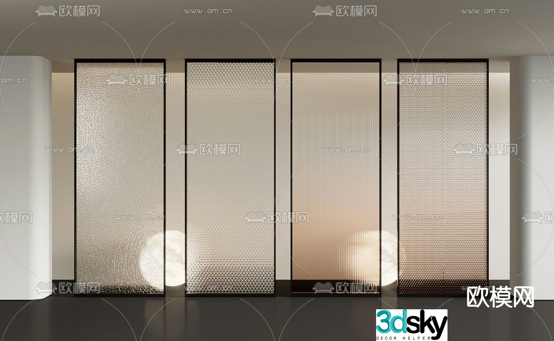 Glass partition ice cracked glass mosaic glass 3d model