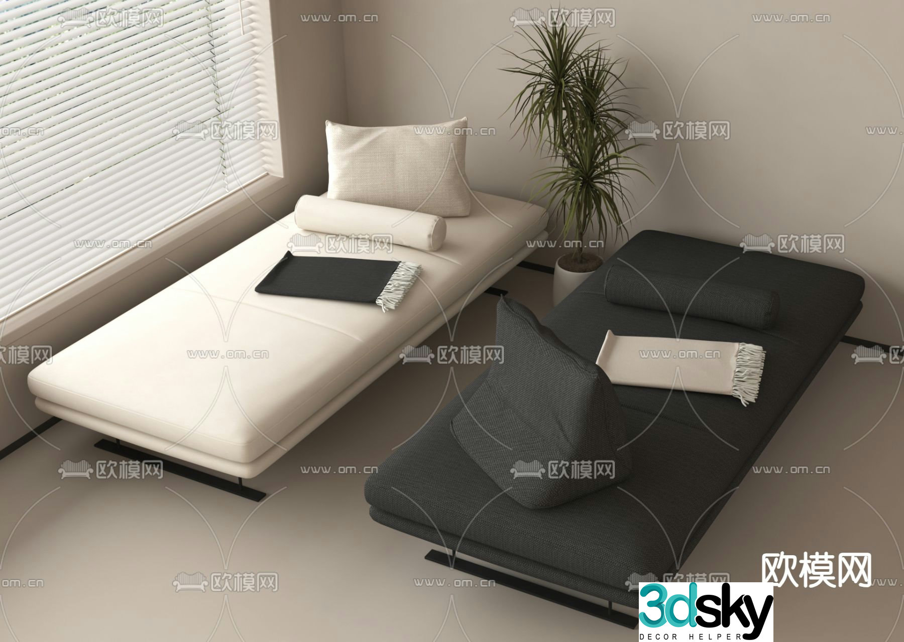 Modern sofa bed double sofa 3d model