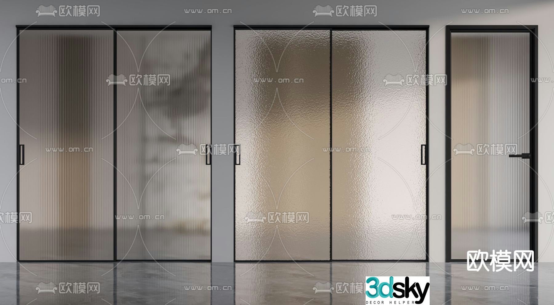Changhong Glass Door Sliding Door Kitchen Door 3D Model