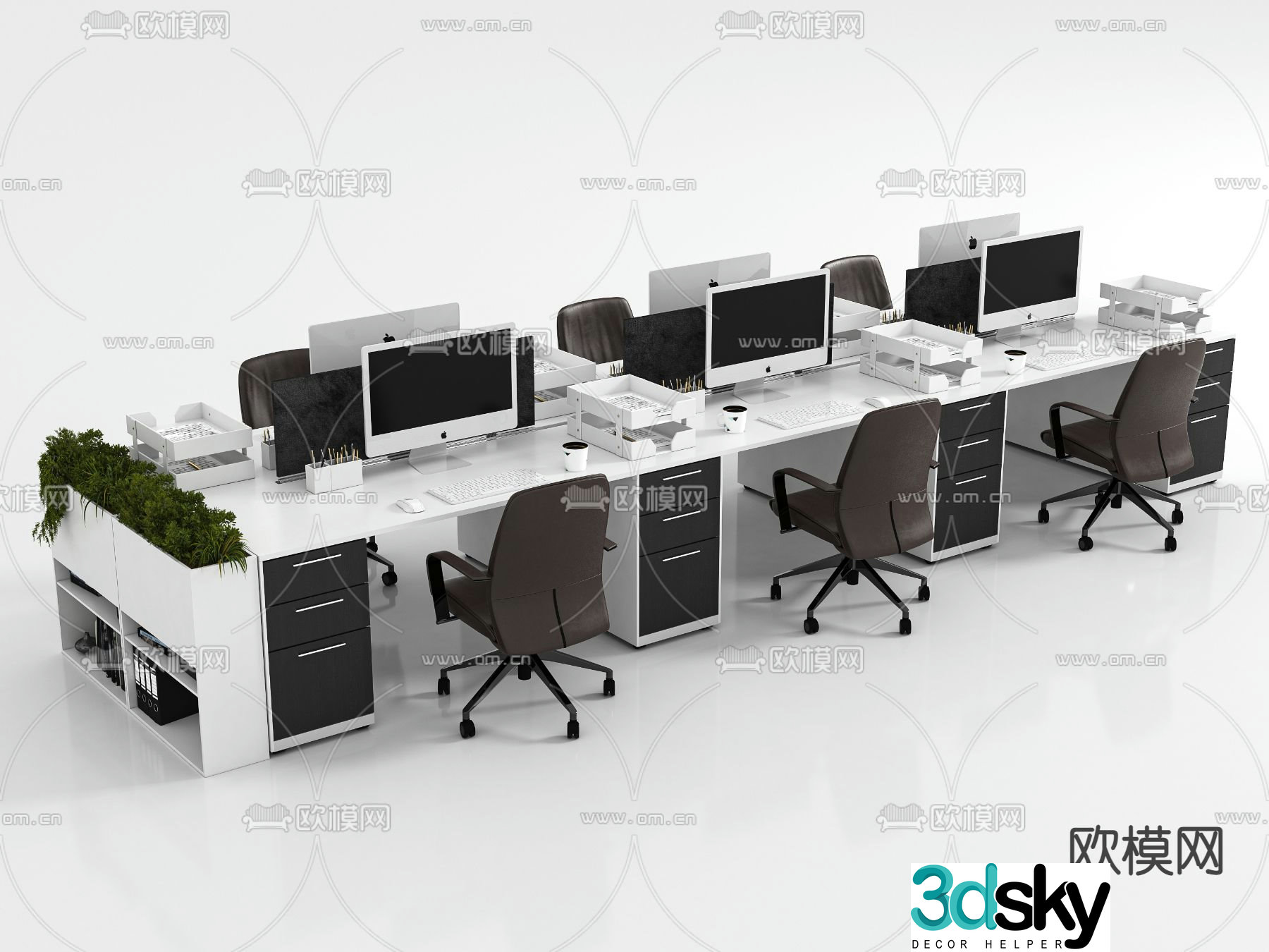 Office desk and chair combination 3d model