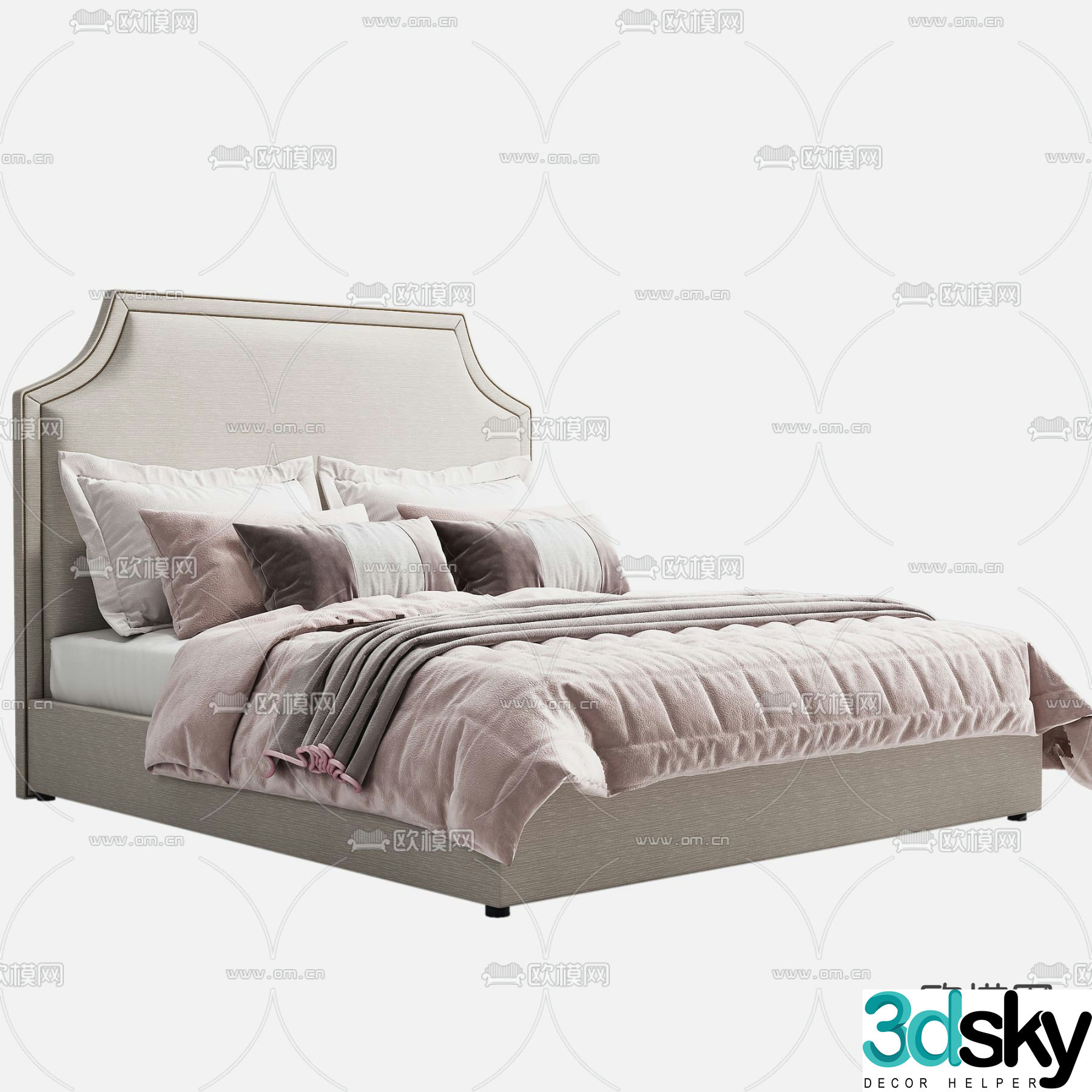Fabric double bed 3d model