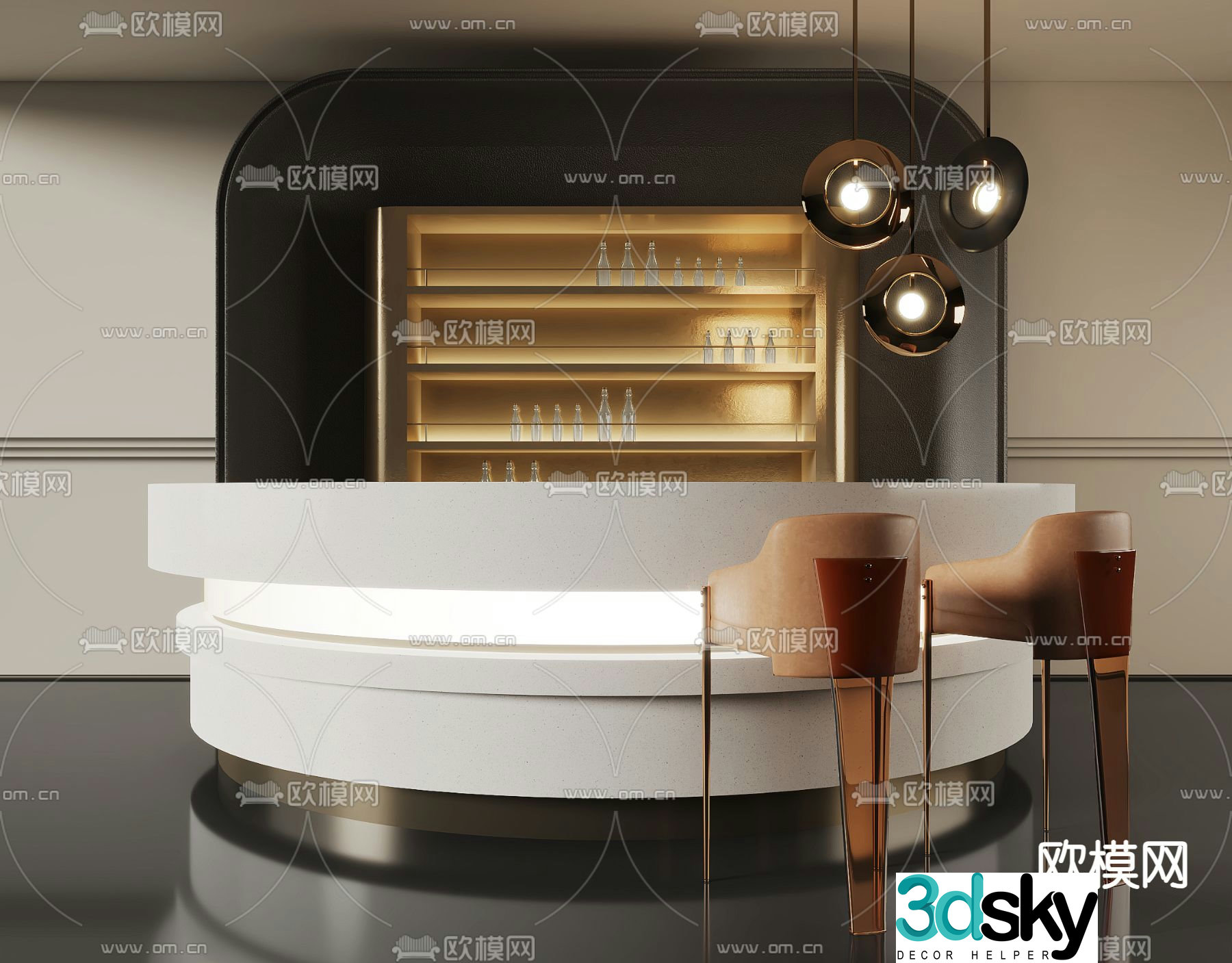 Bar counter front desk 3d model
