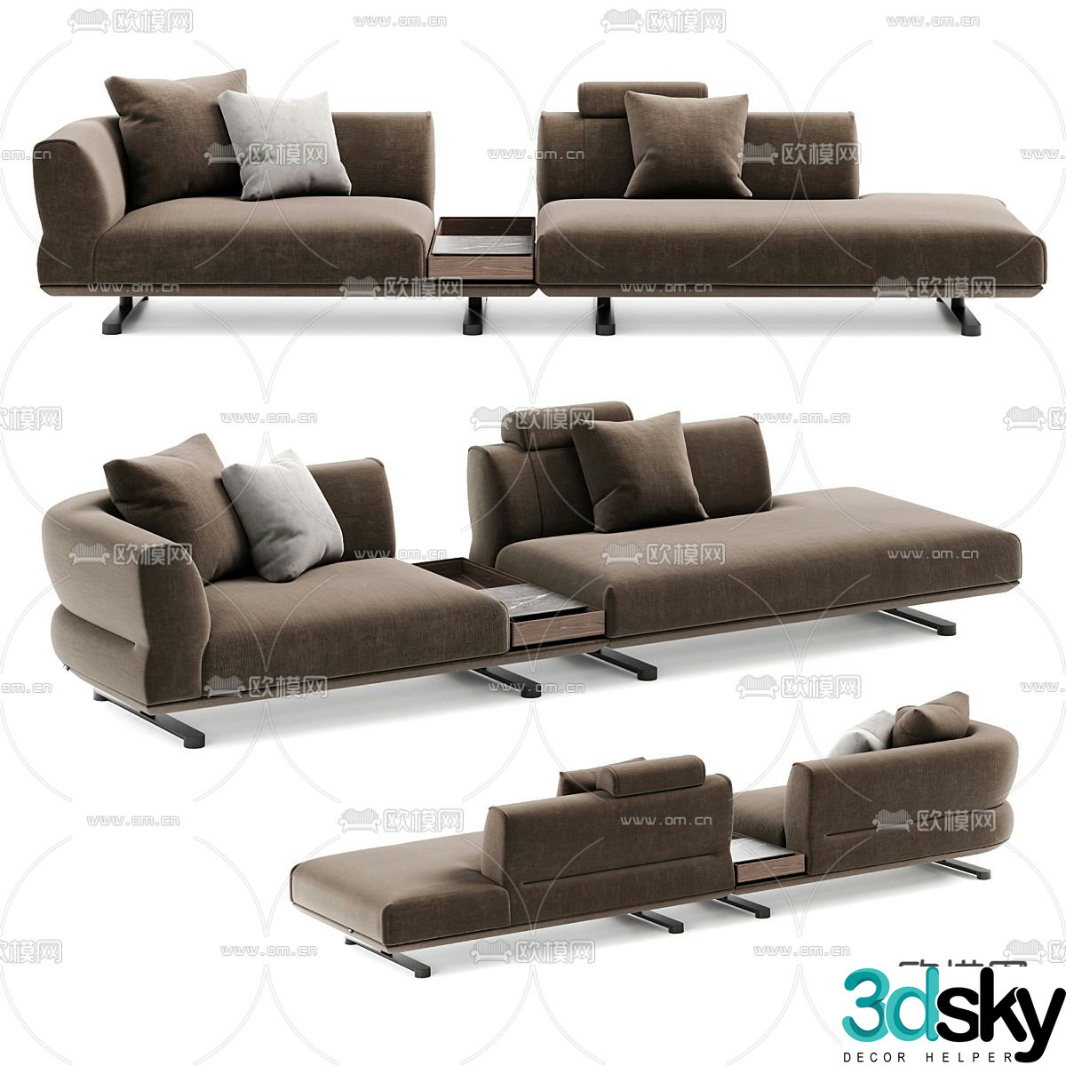 Modern multi-seater sofa 3d model