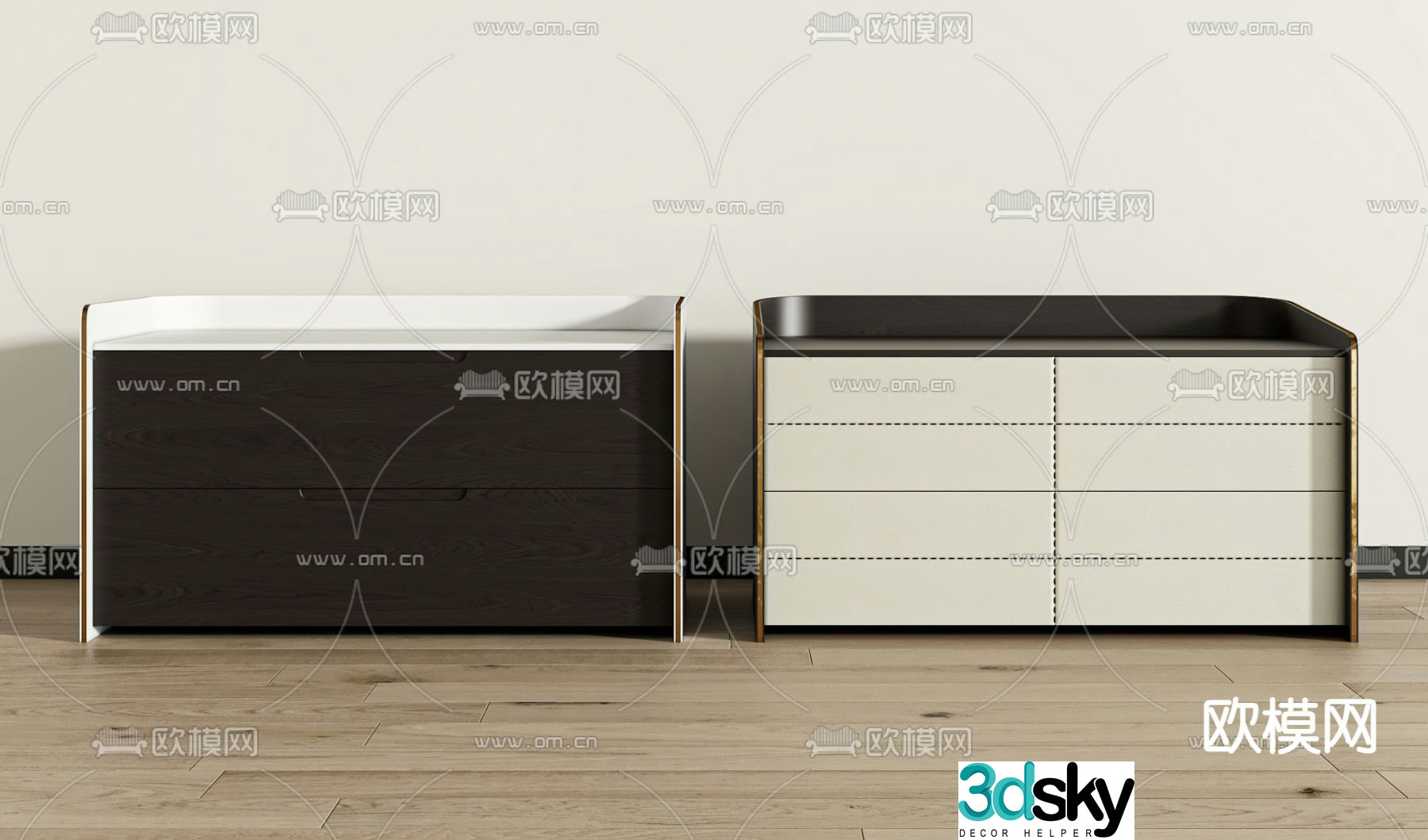 Minotti minimalist bedside table 3d model