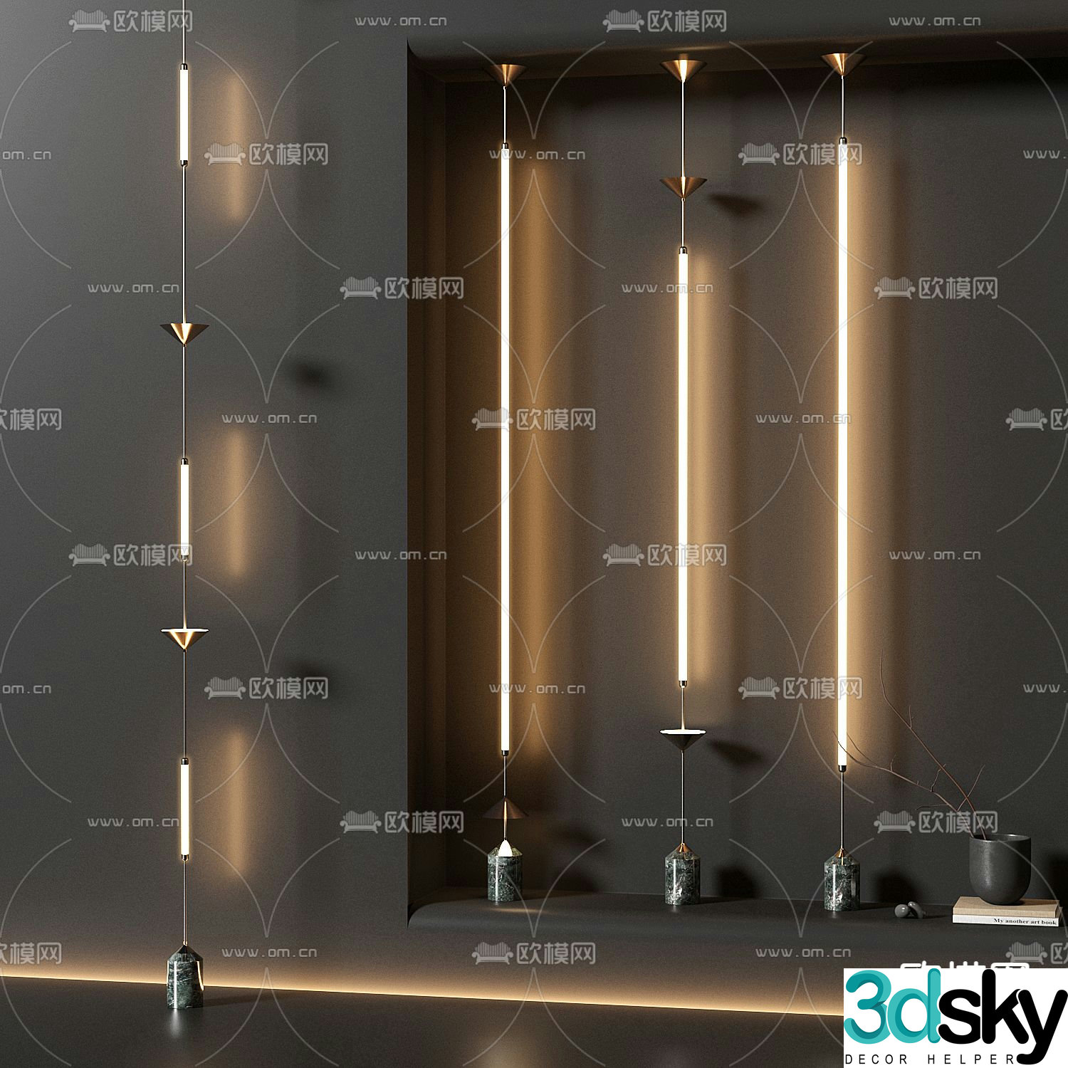 steel strip light skyline light 3d model