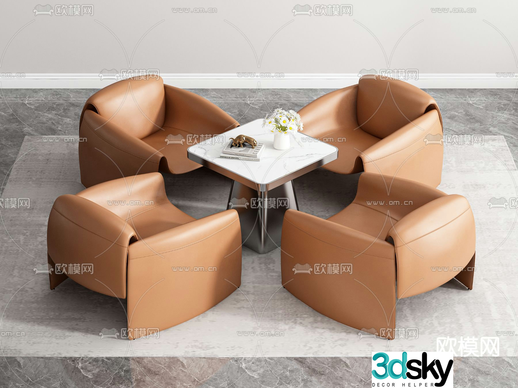 Leisure table and chair negotiation table and chair 3D model