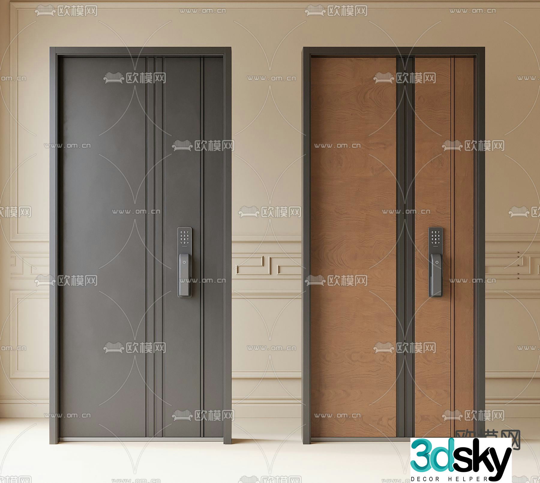 Entry door Security door Password door 3d model