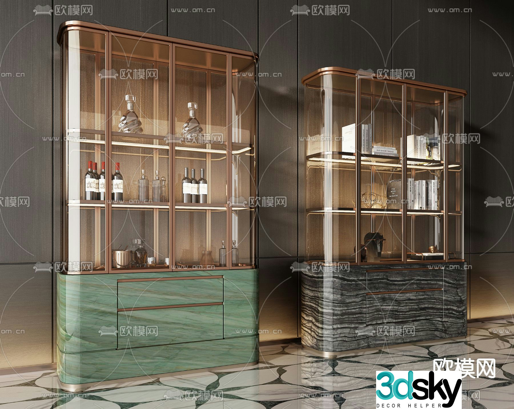 Luxury wine cabinet decorative cabinet 3d model